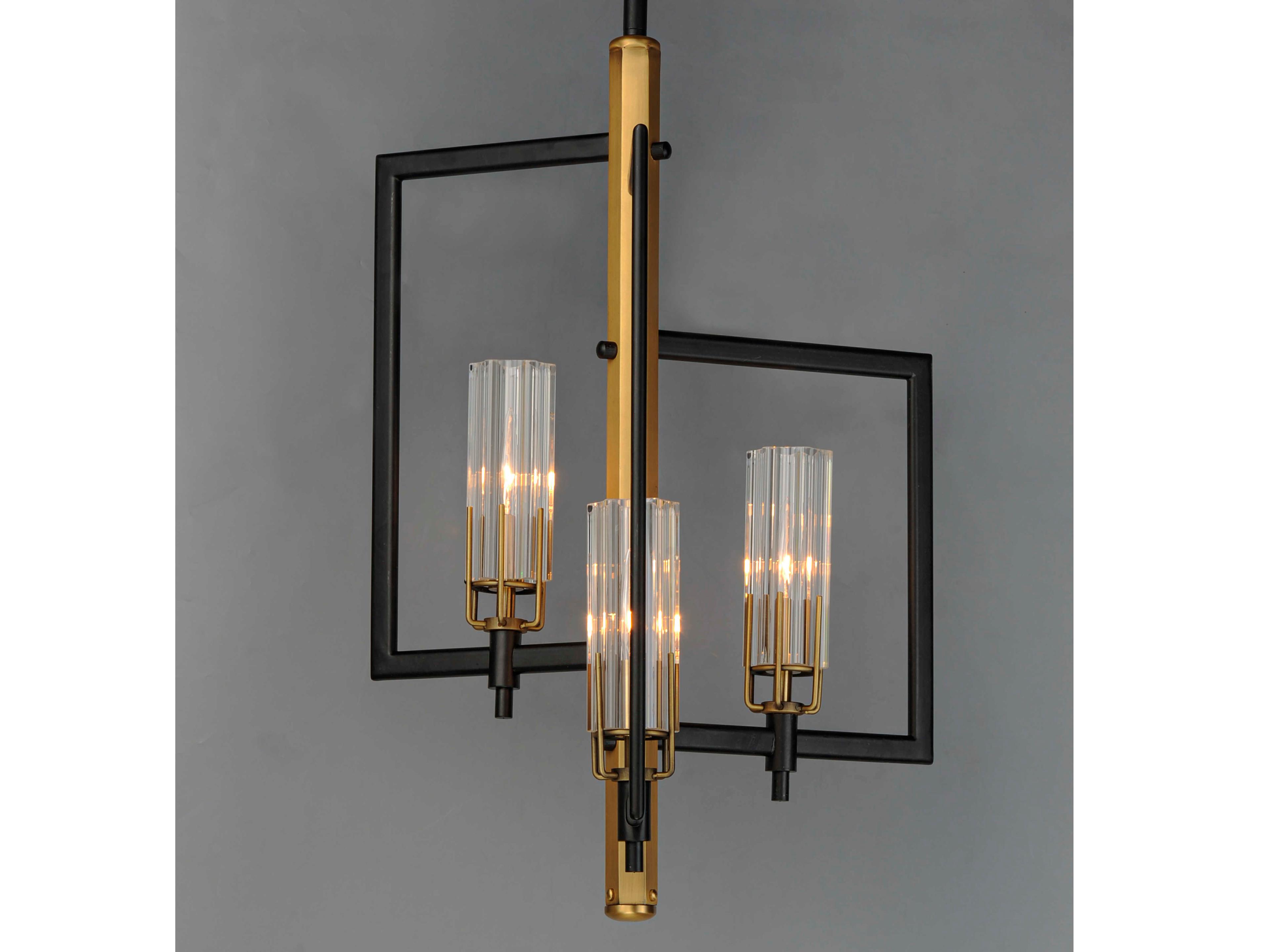 Maxim Lighting Flambeau 3-Light Black Antique Brass Glass Candelabra Chandelier
