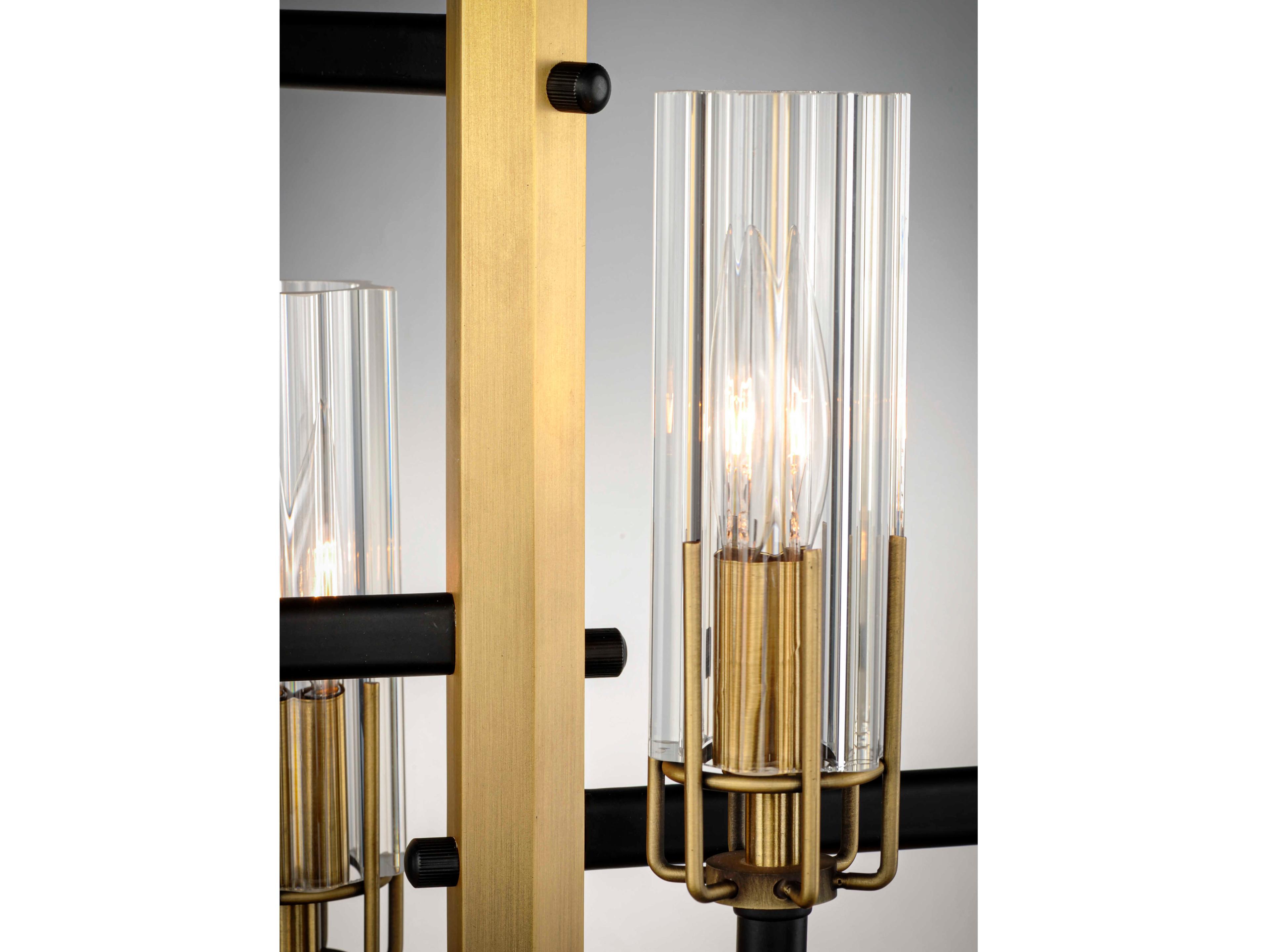 Maxim Lighting Flambeau 3-Light Black Antique Brass Glass Candelabra Chandelier