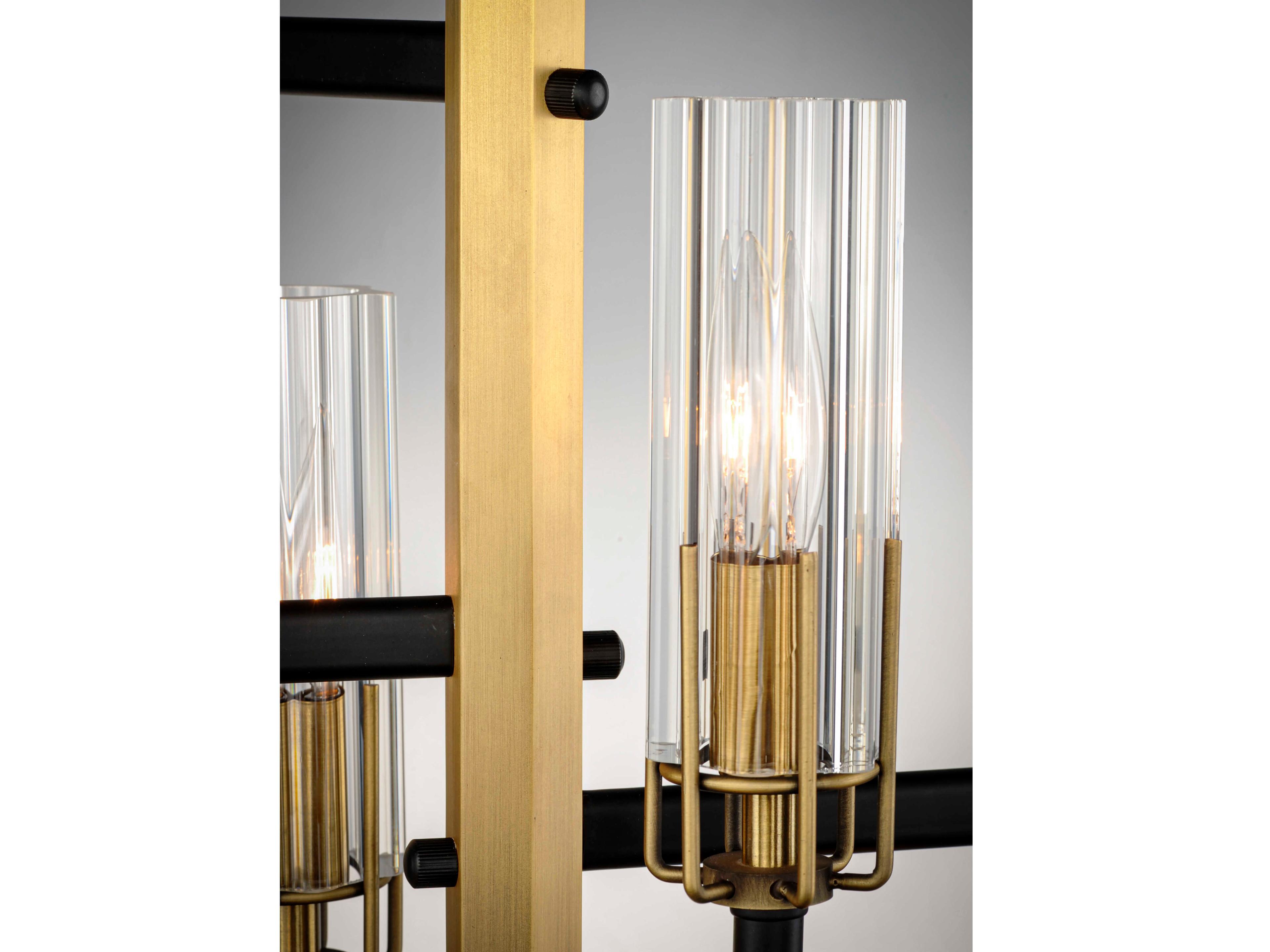 Maxim Lighting Flambeau 4-Light Black Antique Brass Glass Candelabra Geometric Chandelier