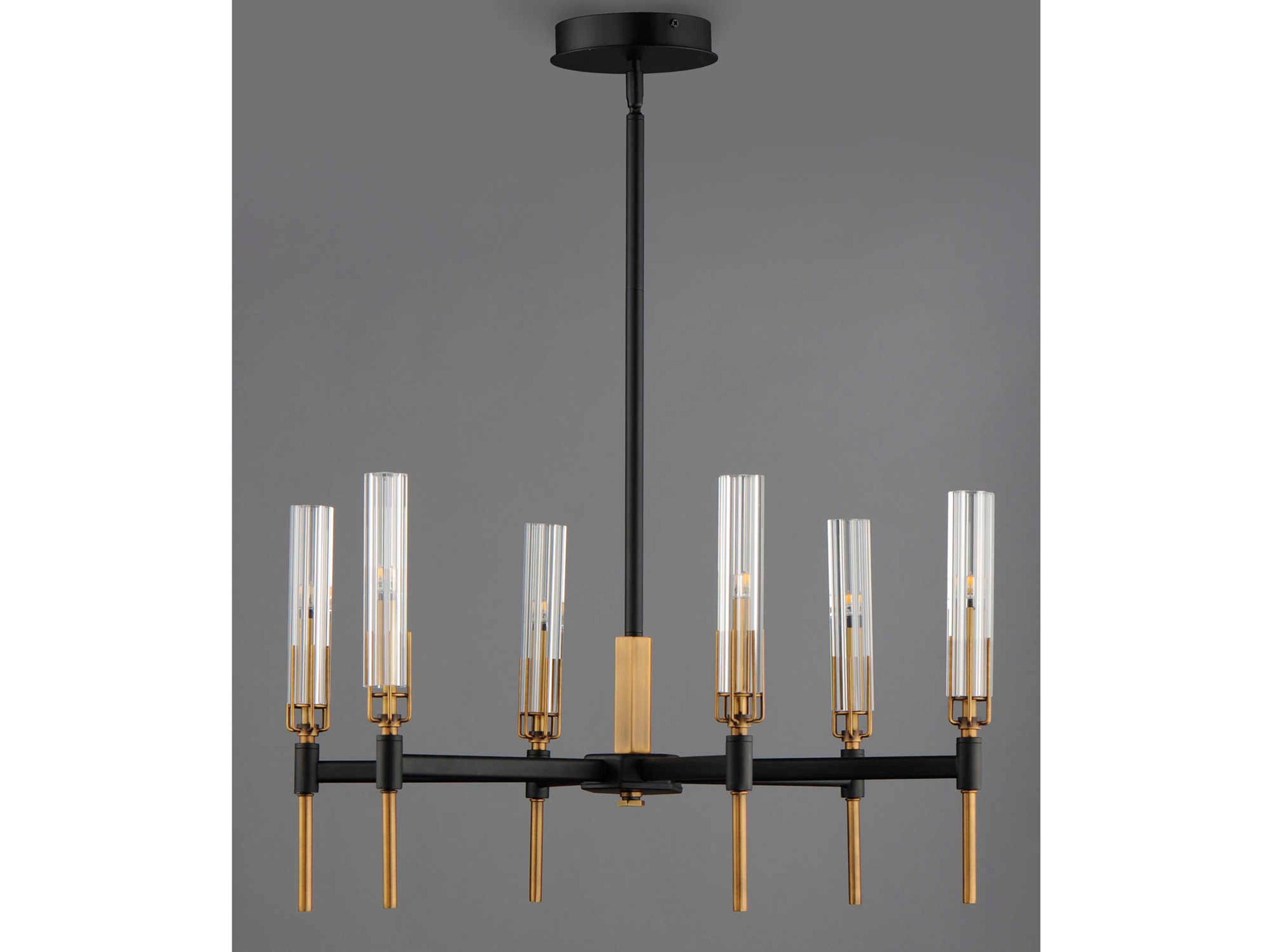 Maxim Lighting Flambeau 6-Light Black Antique Brass Glass LED Candelabra Chandelier