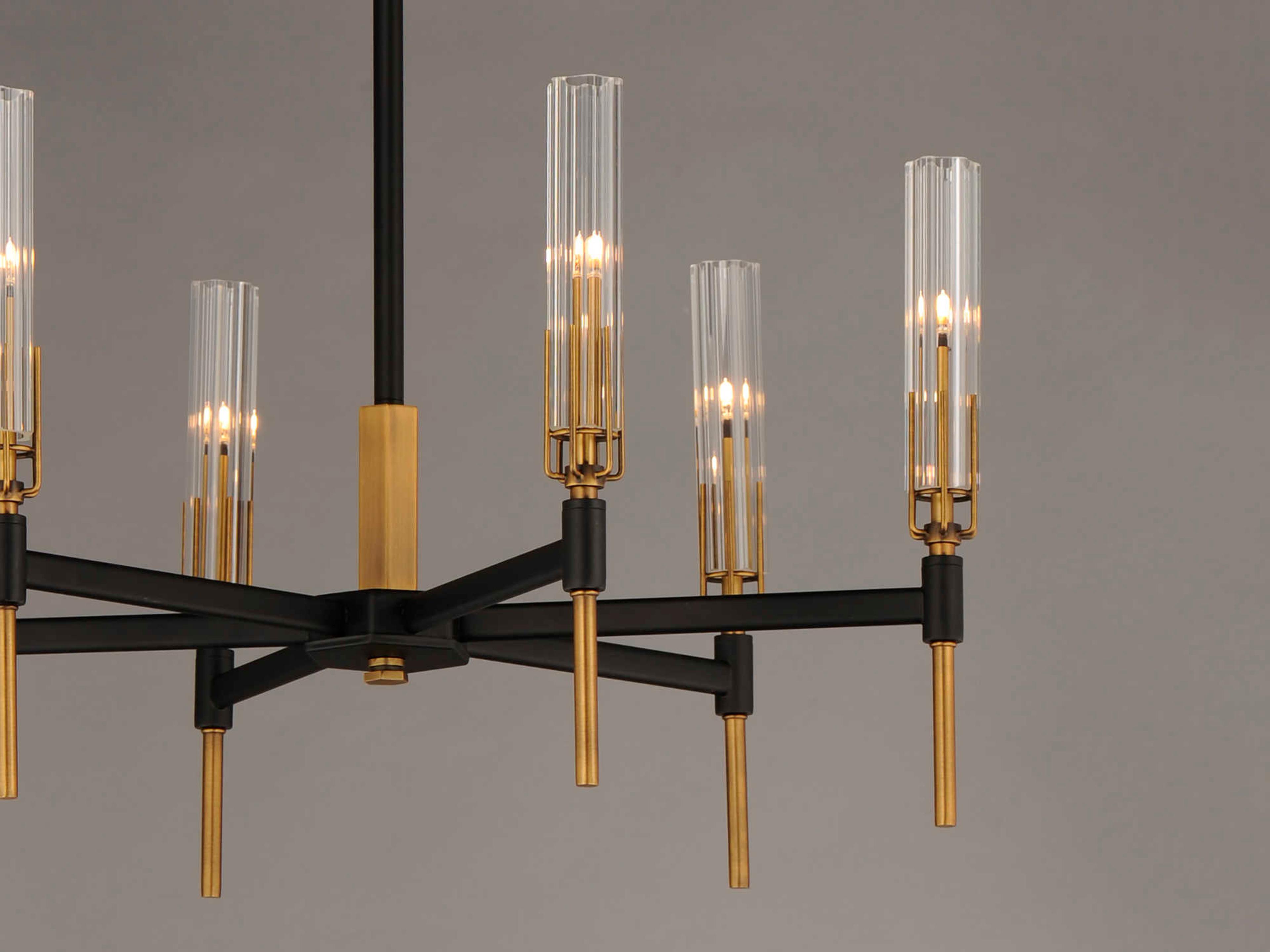 Maxim Lighting Flambeau 6-Light Black Antique Brass Glass LED Candelabra Chandelier