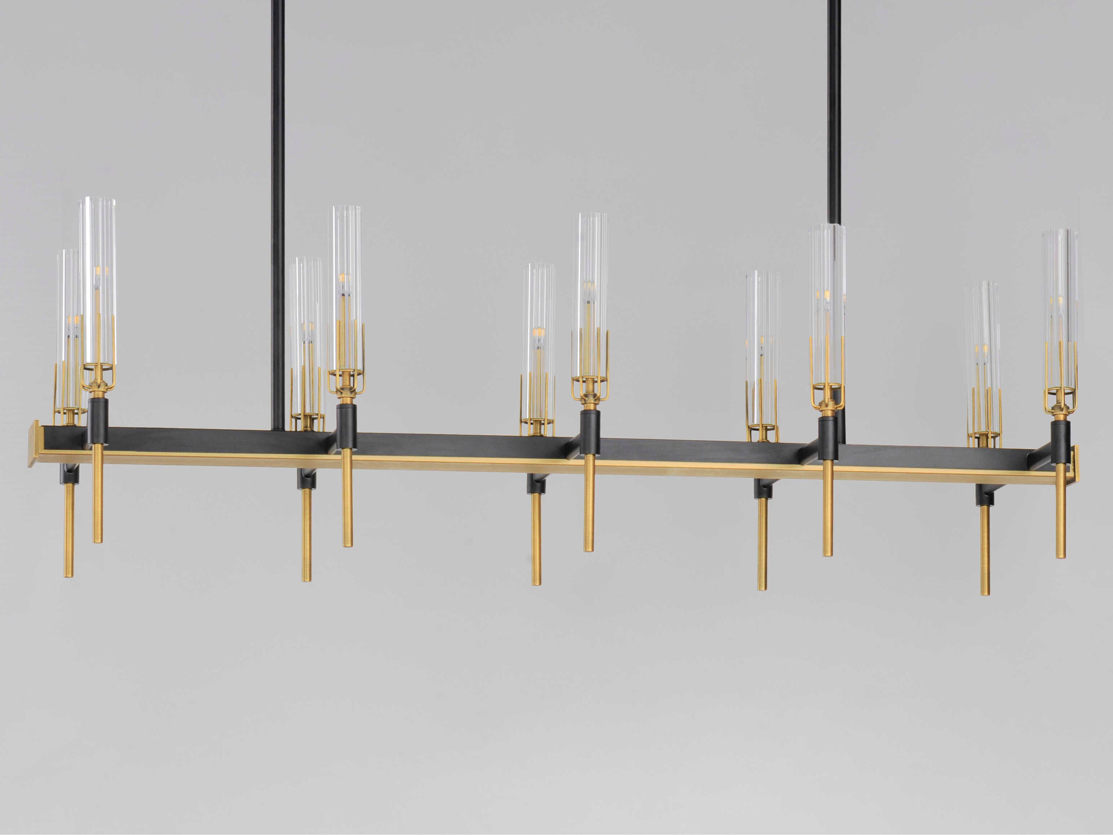 Maxim Lighting Flambeau 10-Light Black Antique Brass Glass LED Linear Island Pendant