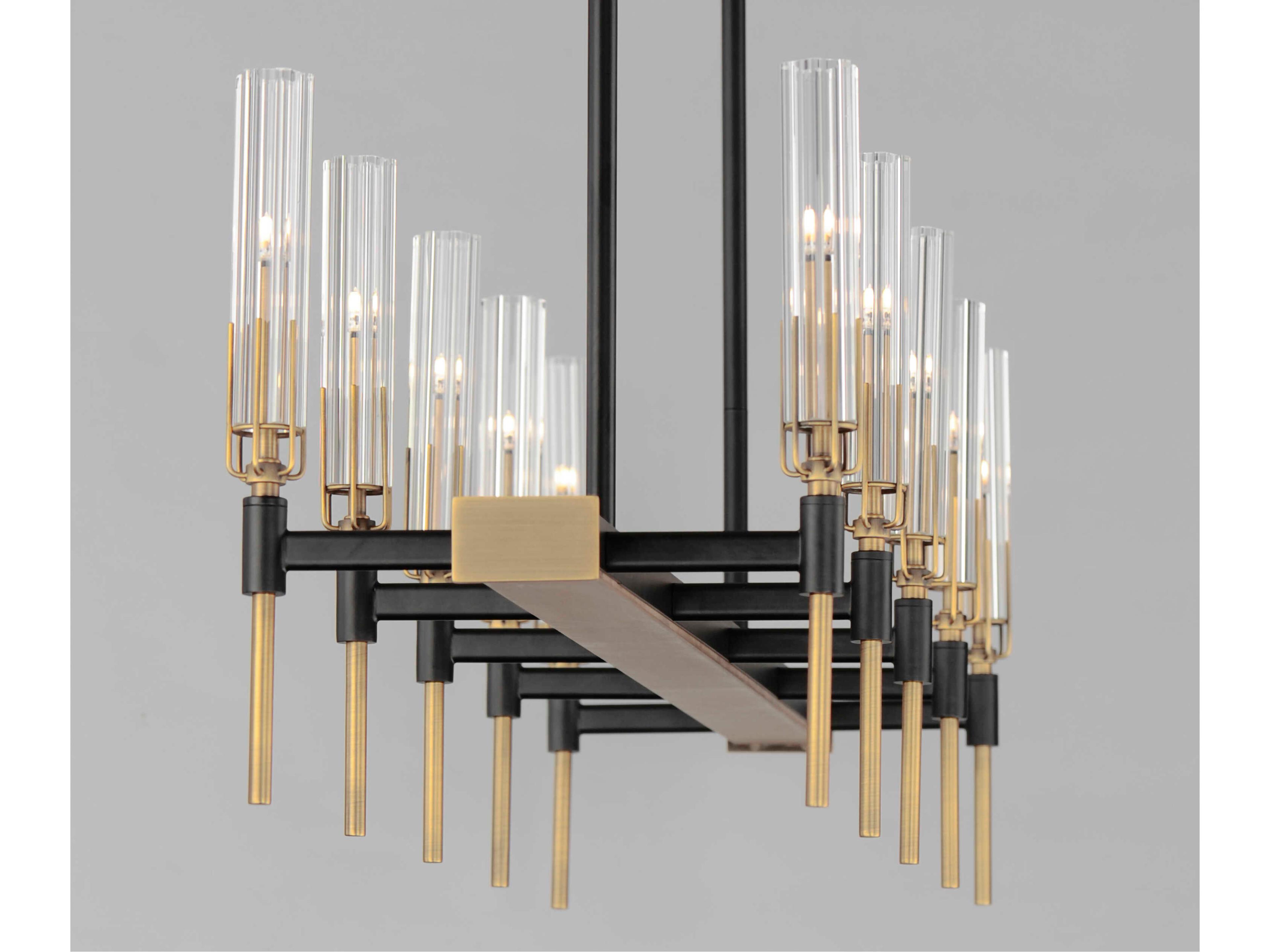 Maxim Lighting Flambeau 10-Light Black Antique Brass Glass LED Linear Island Pendant