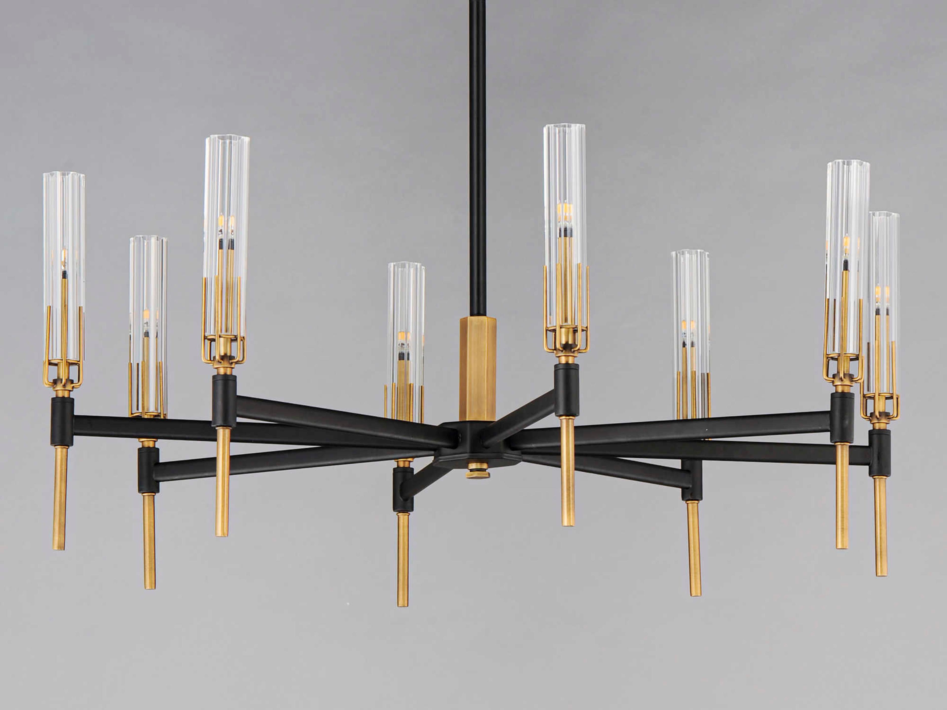 Maxim Lighting Flambeau 8-Light Black Antique Brass Glass LED Candelabra Chandelier