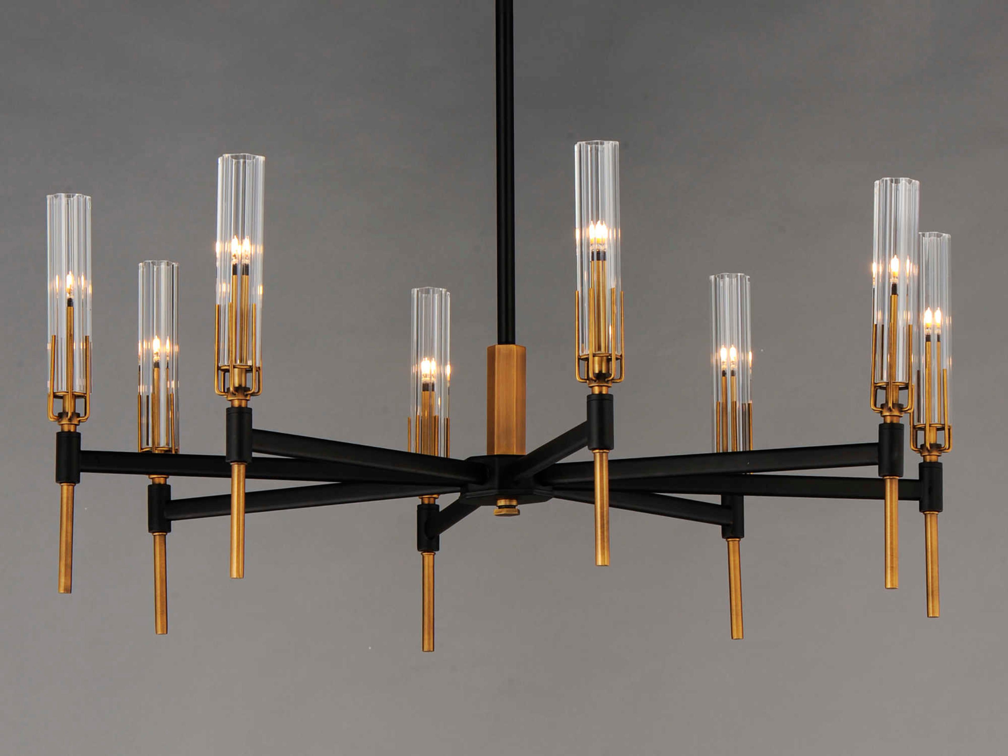 Maxim Lighting Flambeau 8-Light Black Antique Brass Glass LED Candelabra Chandelier