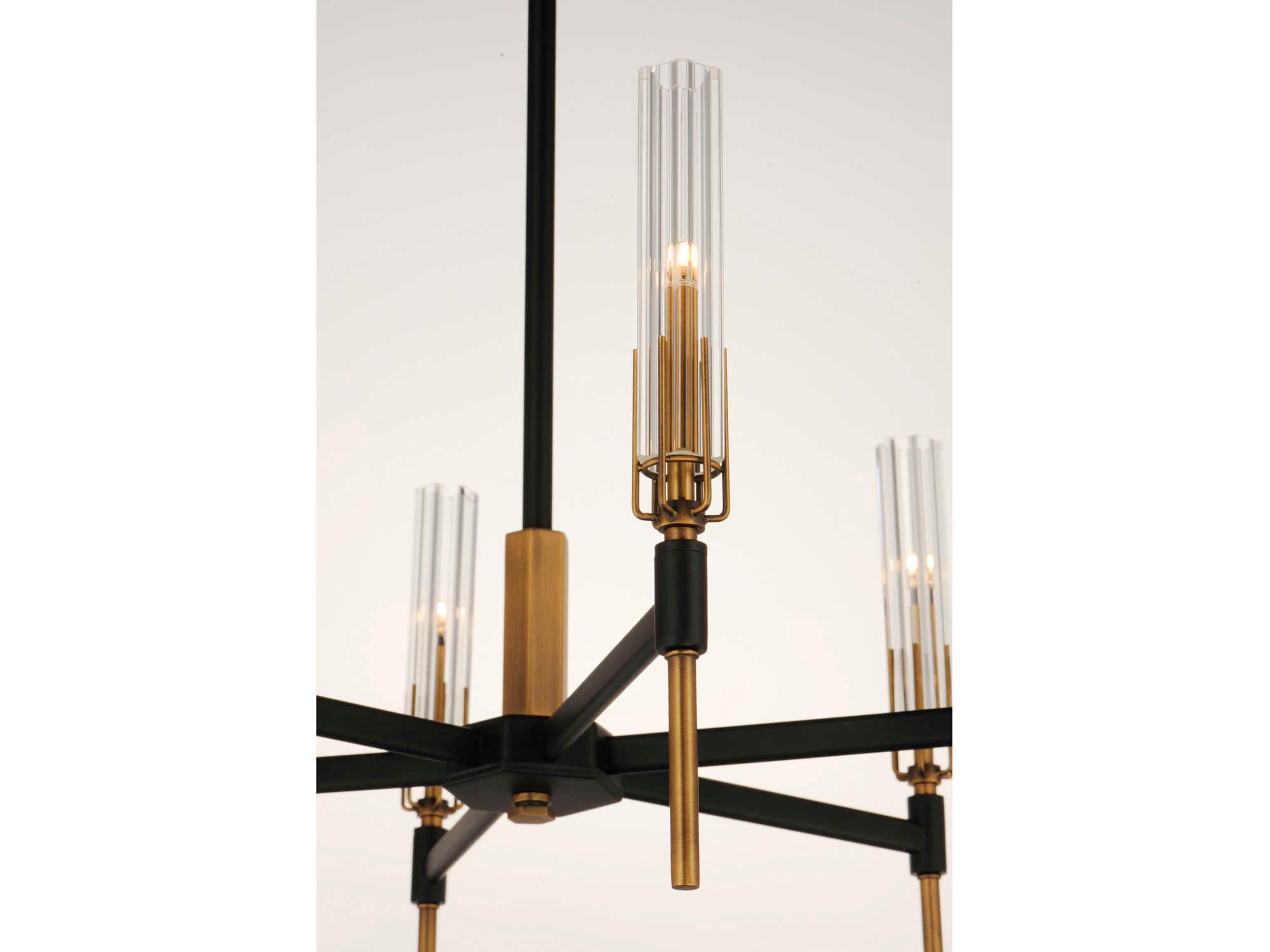 Maxim Lighting Flambeau 8-Light Black Antique Brass Glass LED Candelabra Chandelier