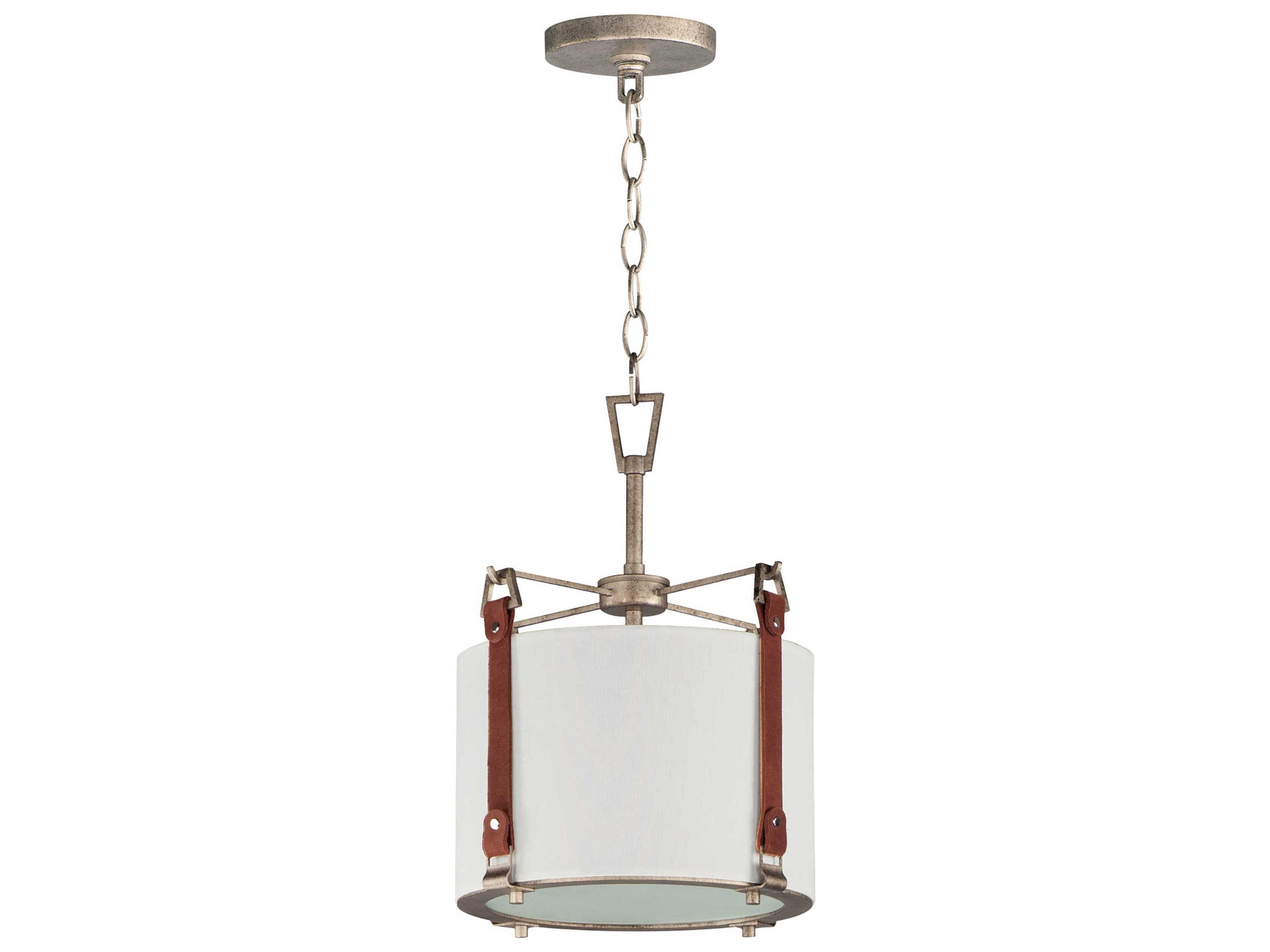 Sausalito 1-Light Weathered Zinc Brown Suede Glass Drum Mini Pendant