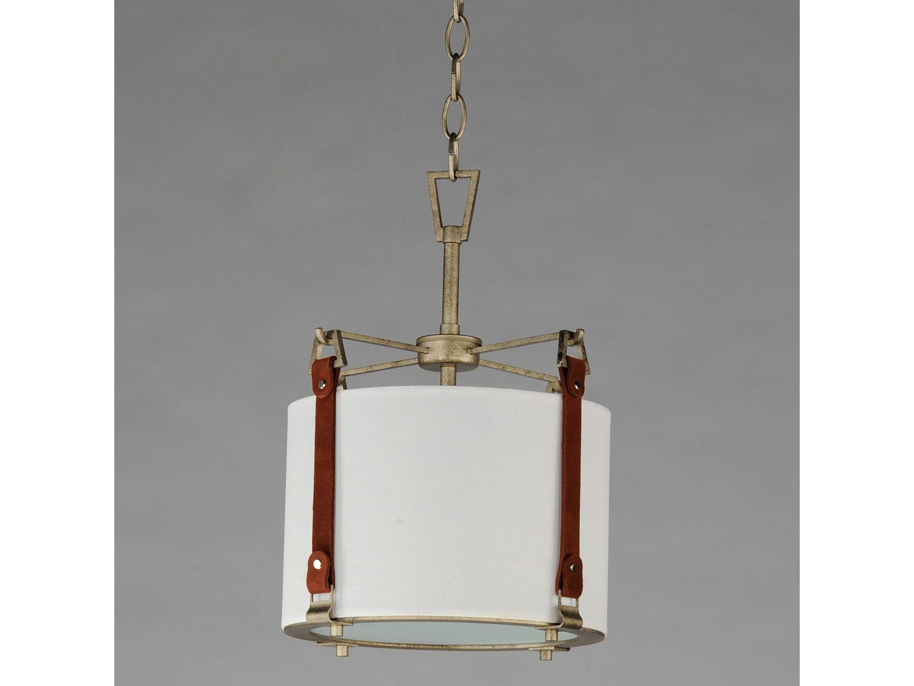 Maxim Lighting Sausalito 1-Light Weathered Zinc Brown Suede Glass Drum Mini Pendant