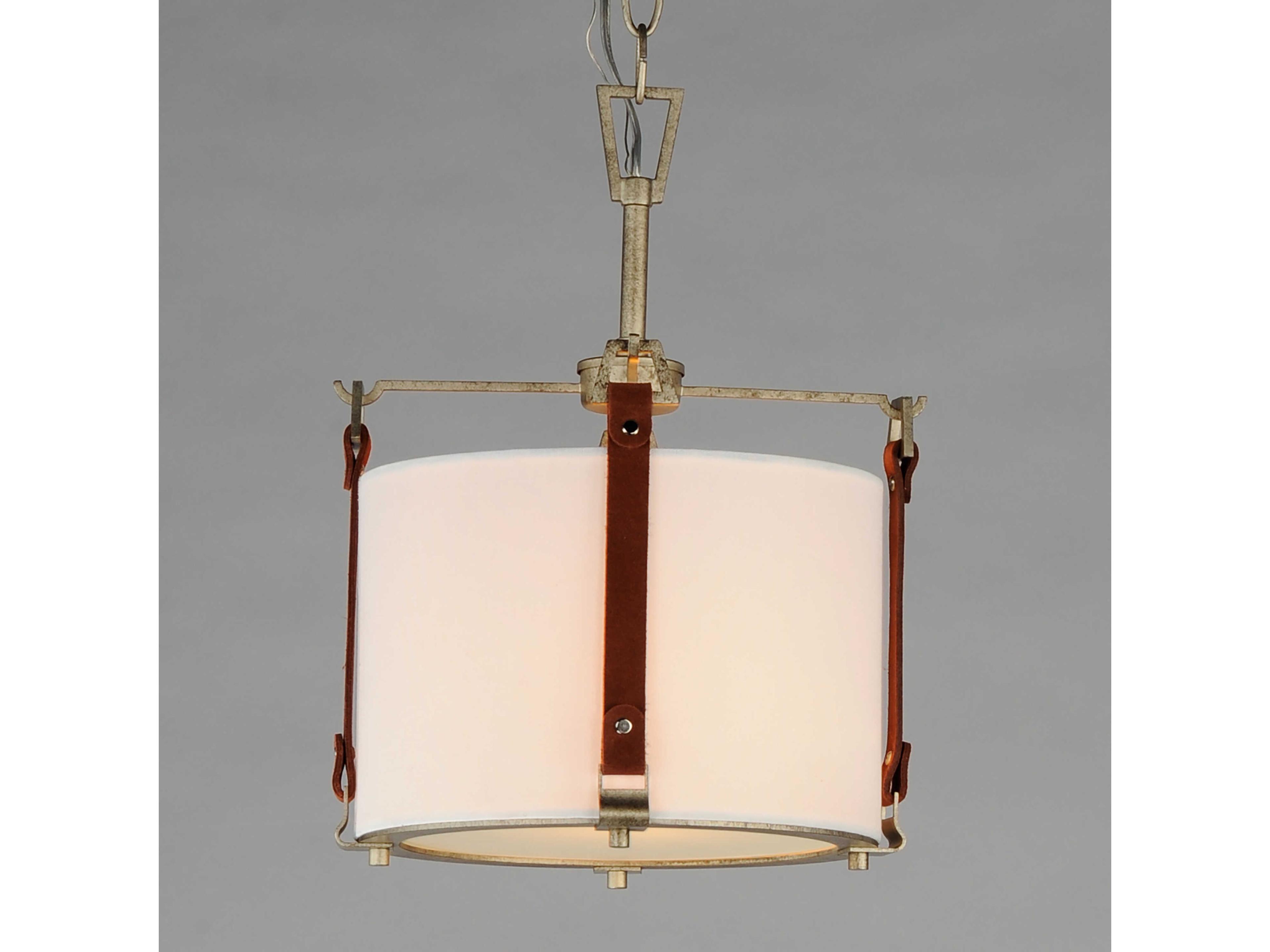 Maxim Lighting Sausalito 1-Light Weathered Zinc Brown Suede Glass Drum Mini Pendant