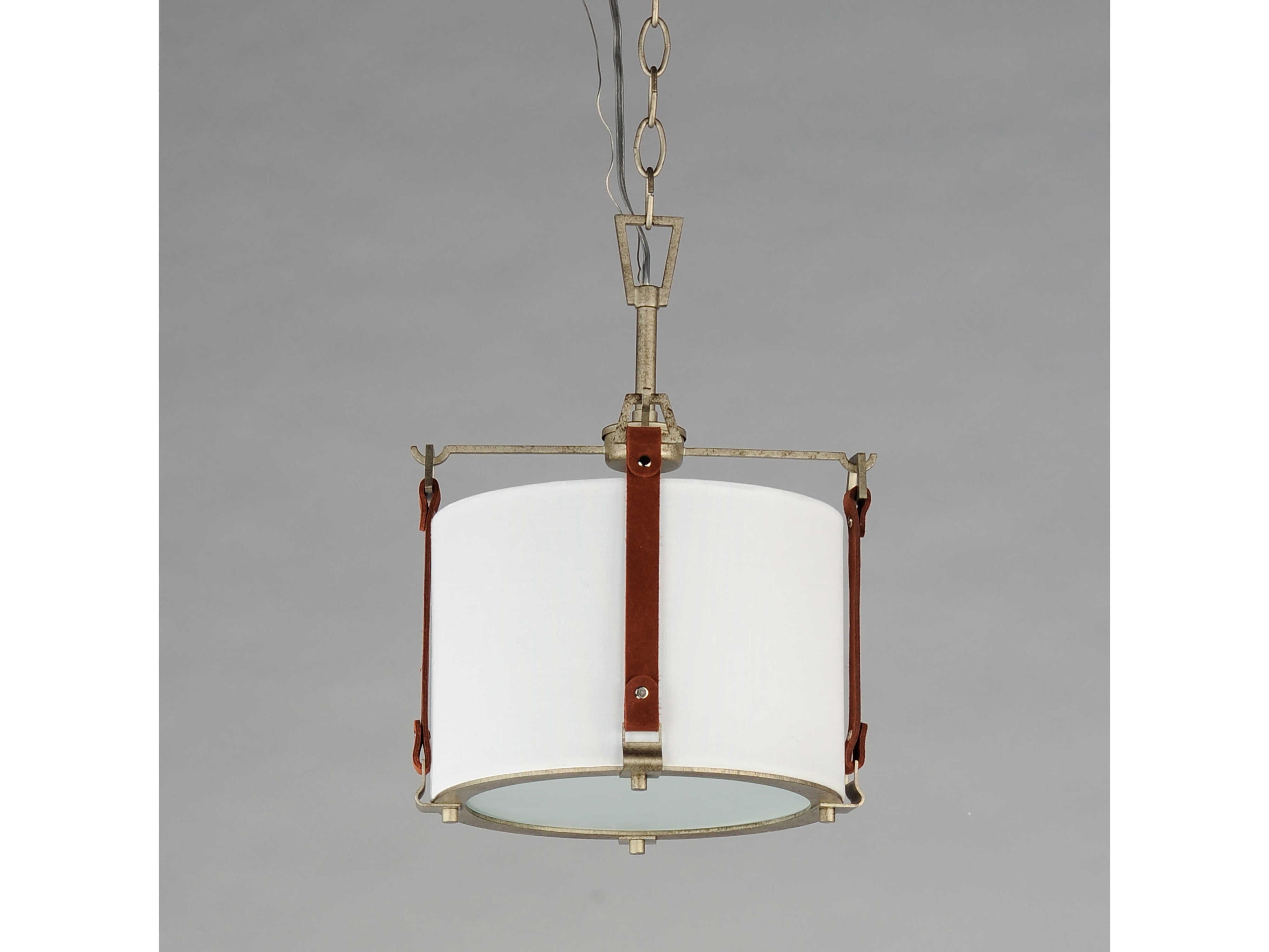 Maxim Lighting Sausalito 1-Light Weathered Zinc Brown Suede Glass Drum Mini Pendant