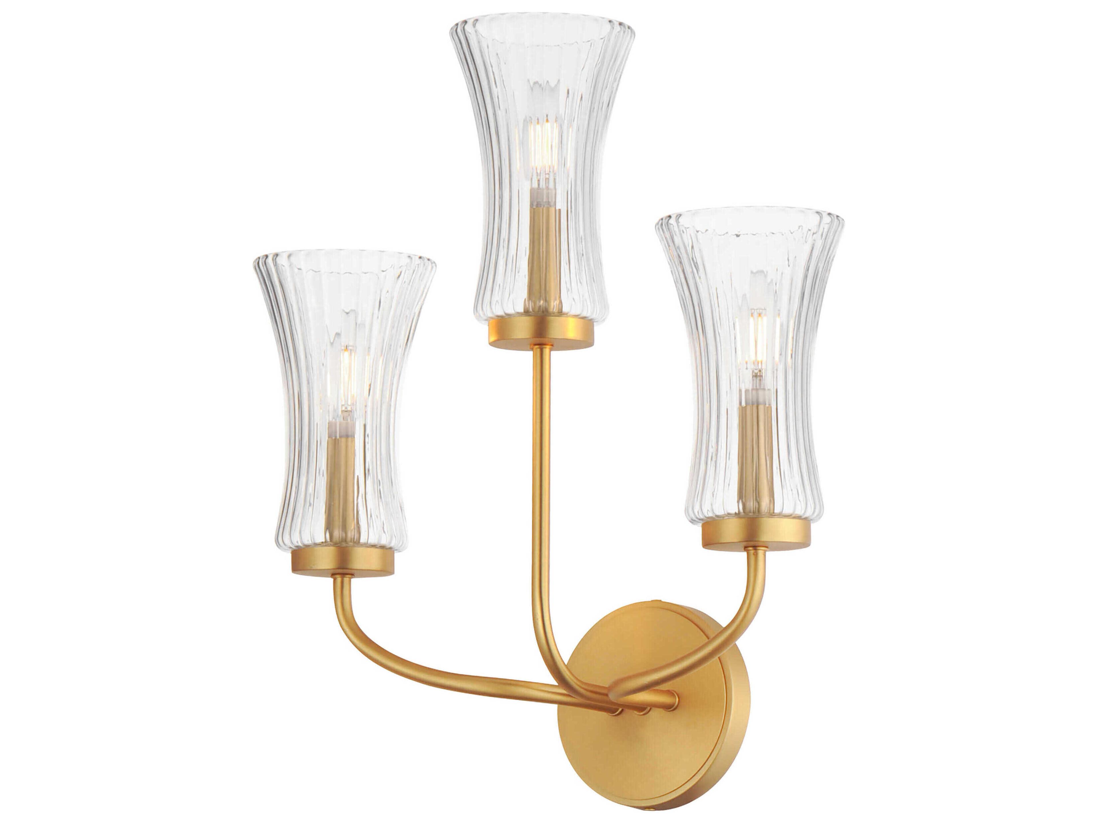 Camelot 3-Light Natural Aged Brass Wall Sconce