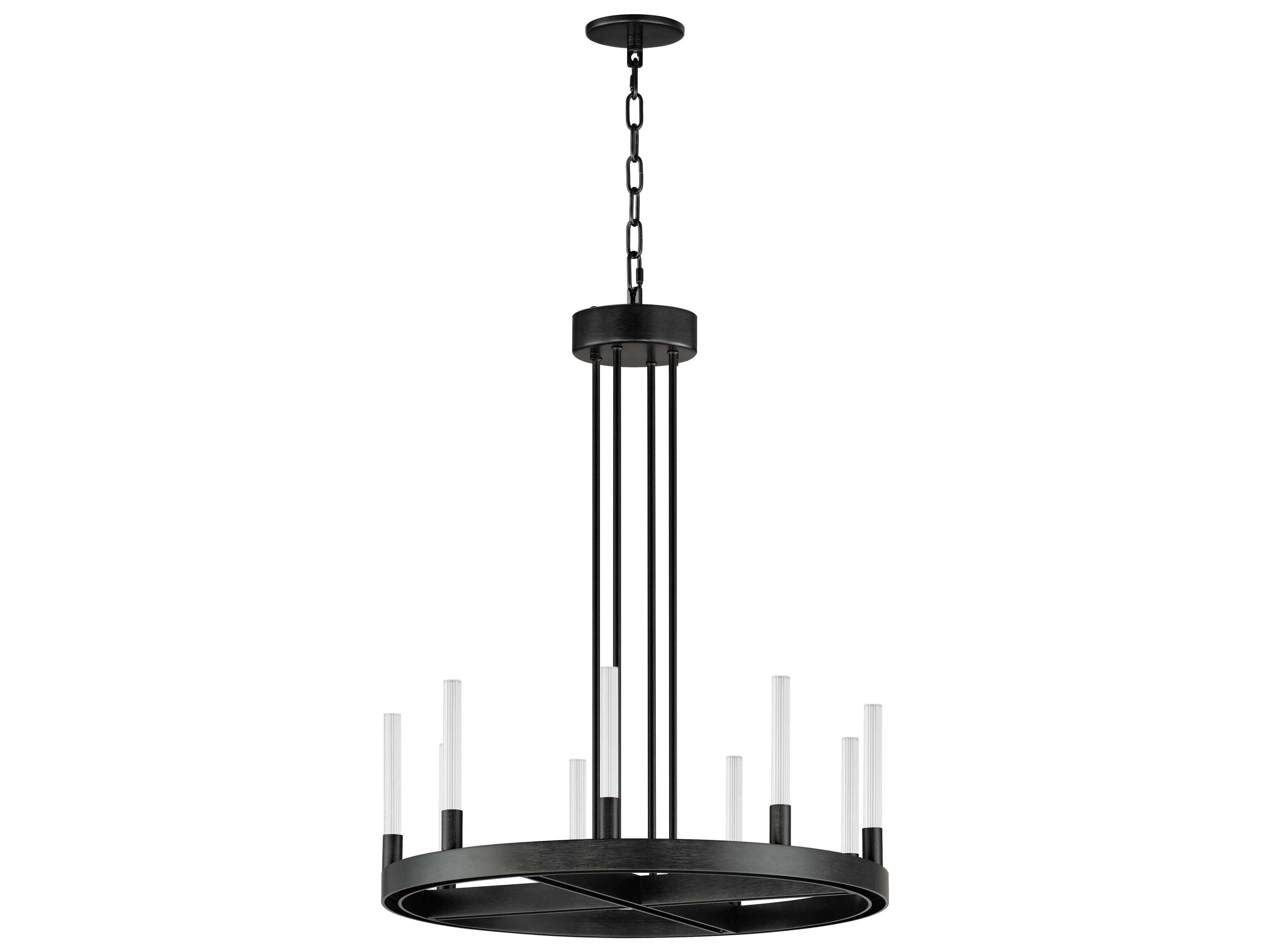 Ovation 9-Light Black Glass LED Cylinder Chandelier