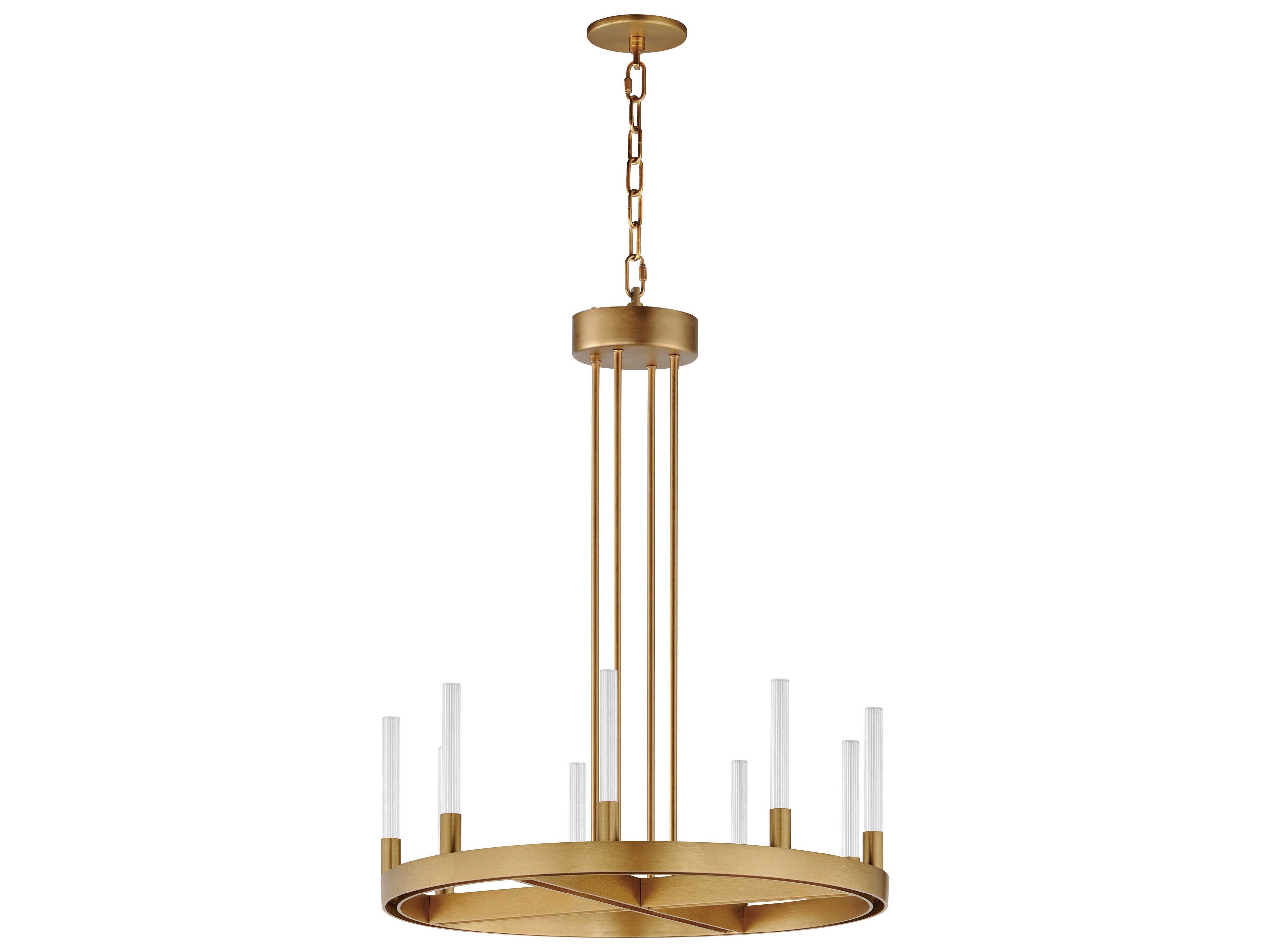 Ovation 9-Light Gold Glass LED Cylinder Chandelier