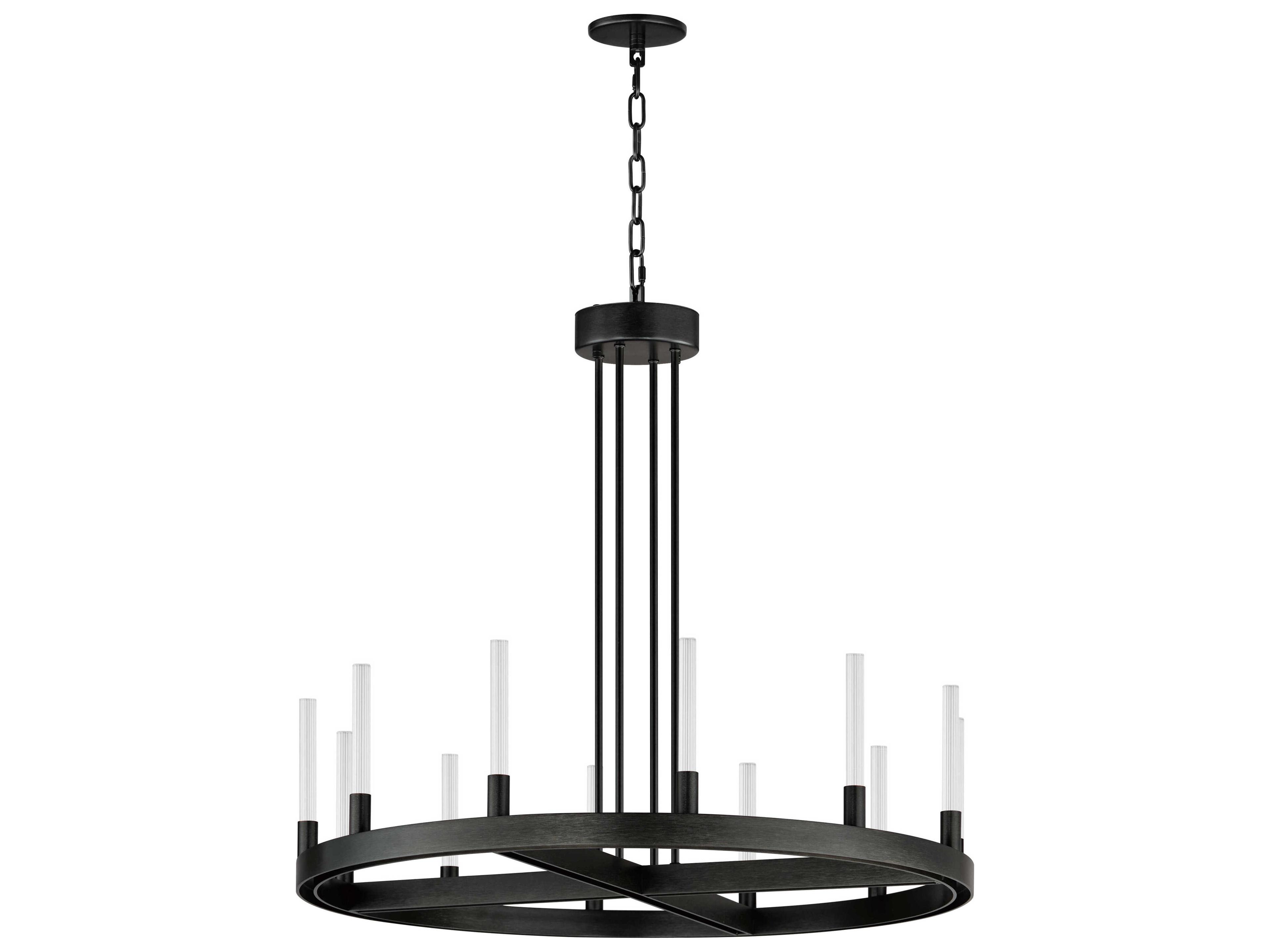 Ovation 12-Light Black Glass LED Cylinder Chandelier