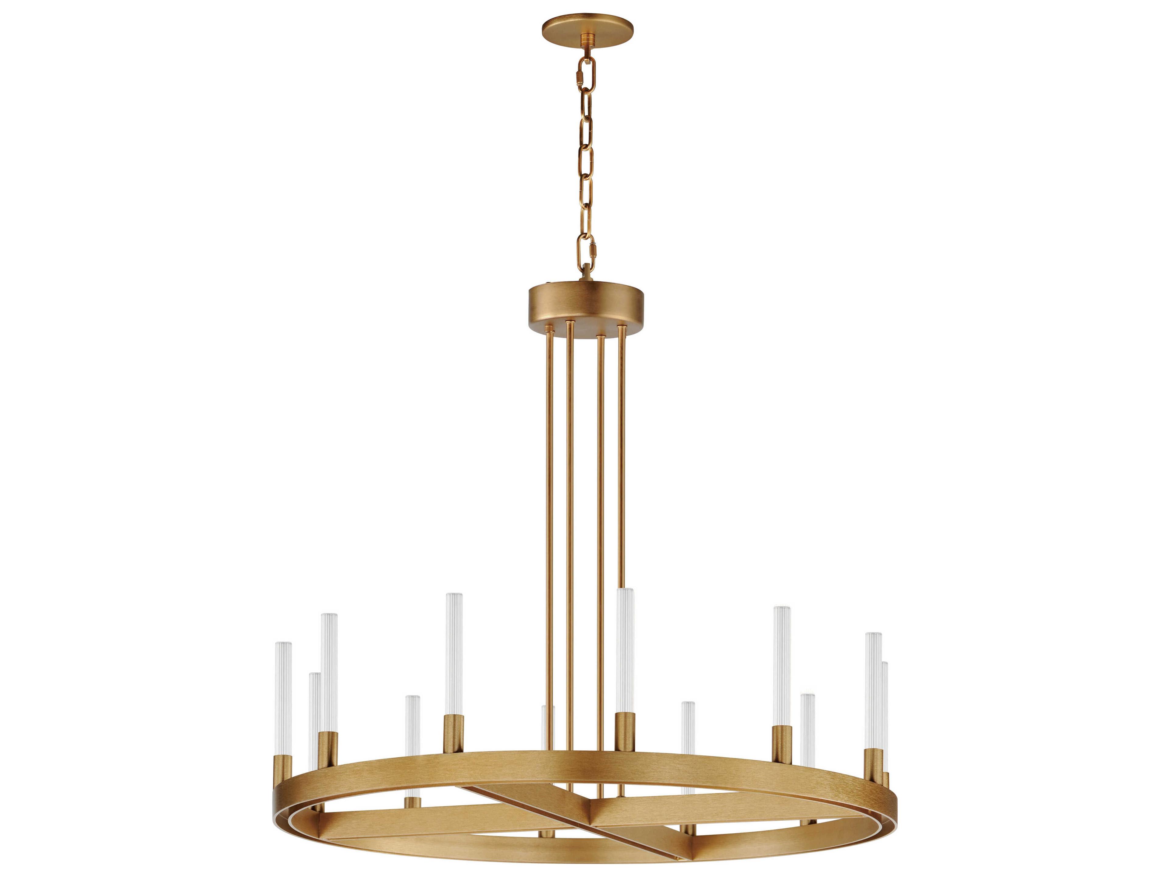 Ovation 12-Light Gold Glass LED Cylinder Chandelier