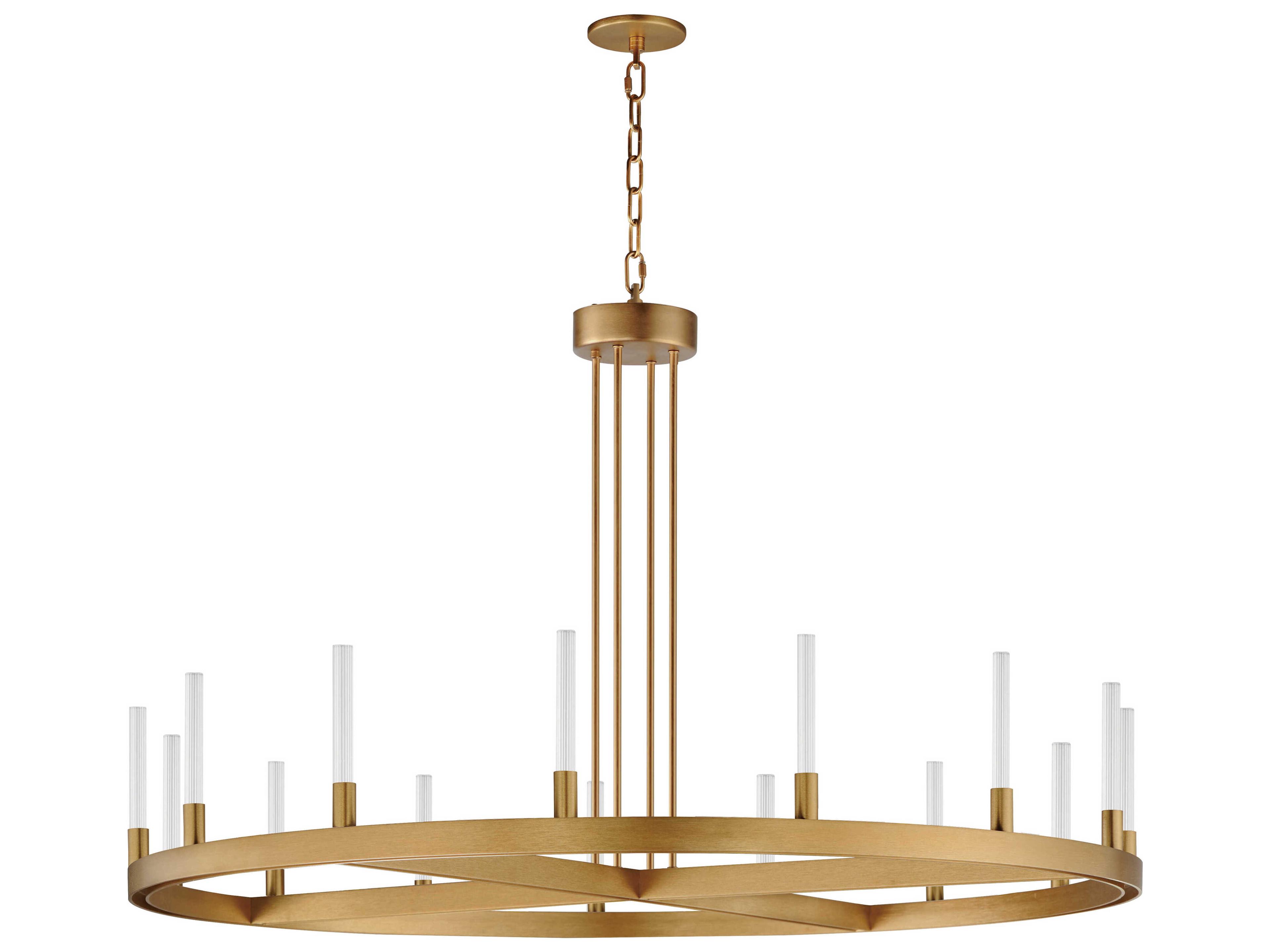 Ovation 15-Light Gold Glass LED Cylinder Chandelier