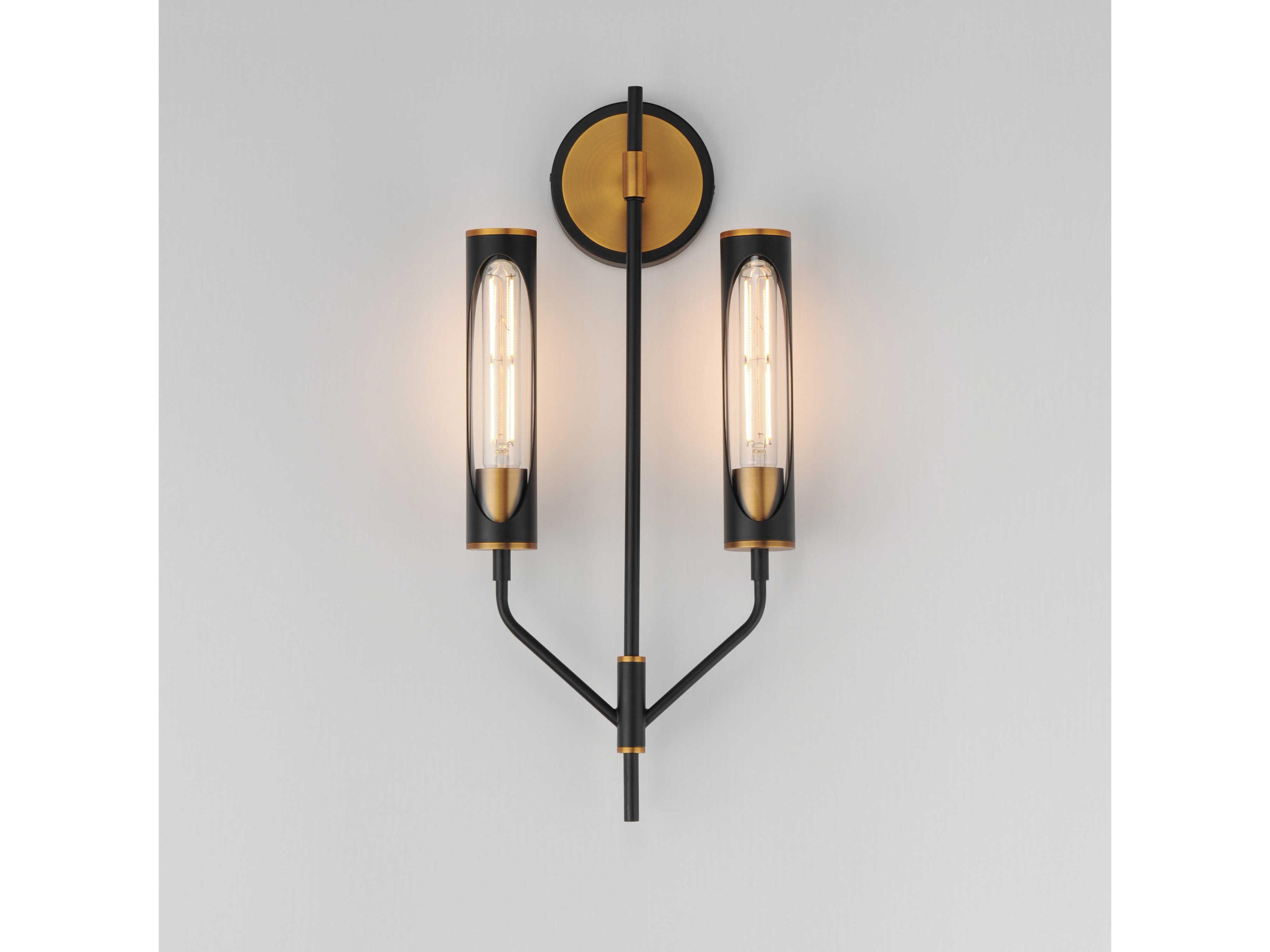 Maxim Lighting Regent 2-Light Black Antique Brass Wall Sconce