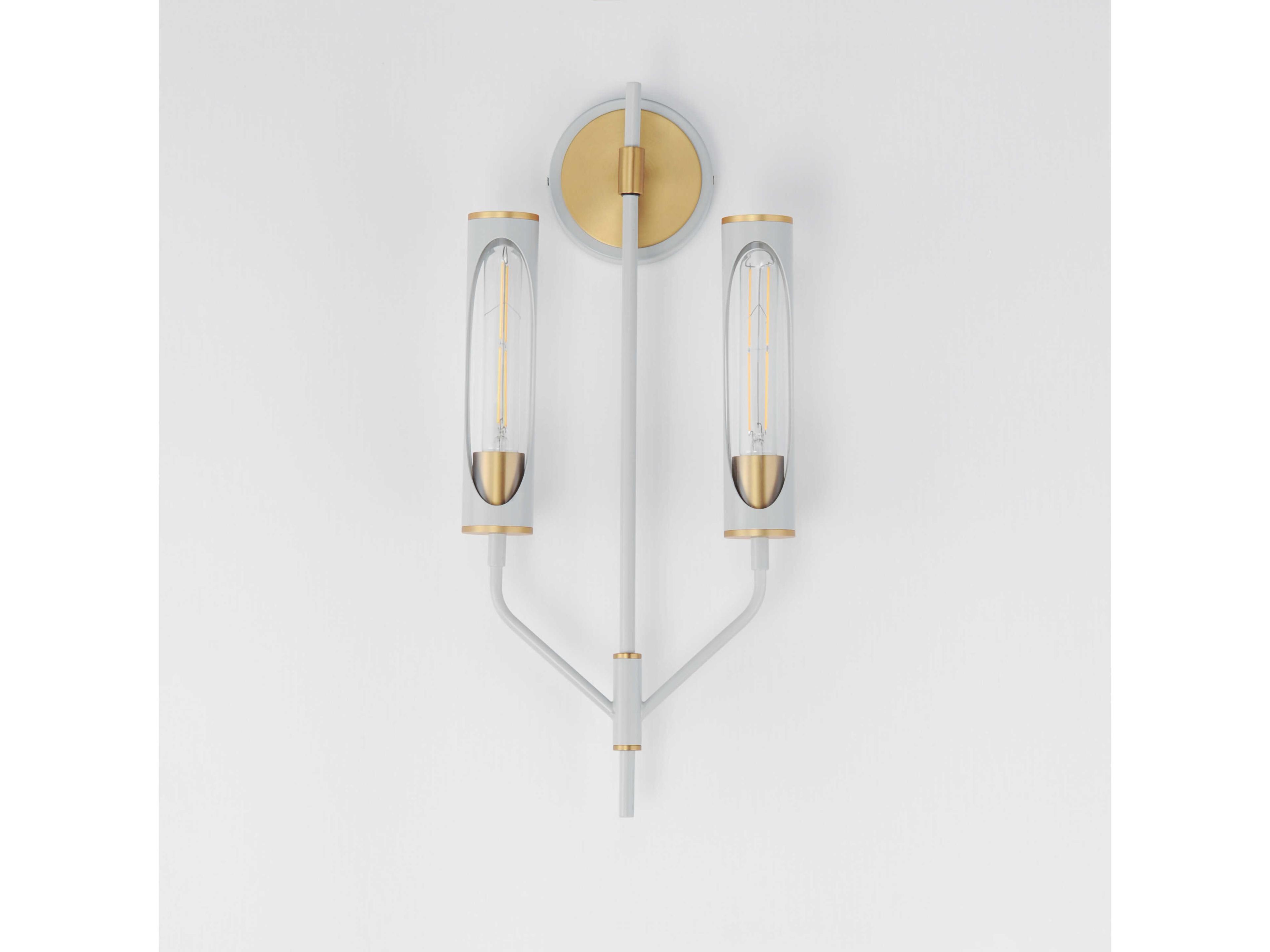 Maxim Lighting Regent 2-Light Light French Gray Natural Aged Brass Wall Sconce