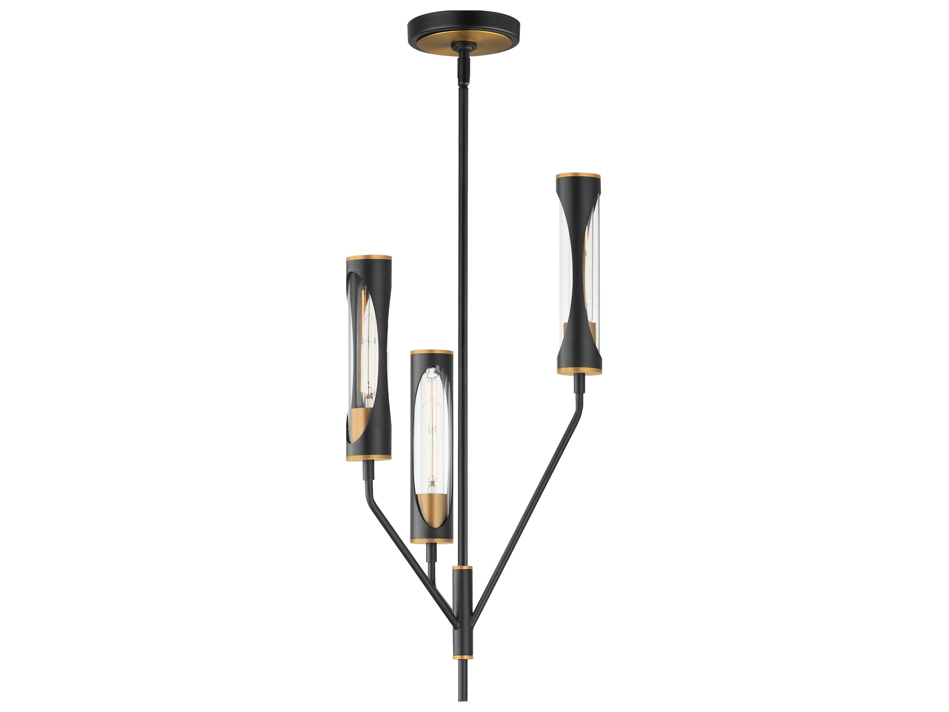 Regent 3-Light Black Antique Brass Cylinder Pendant