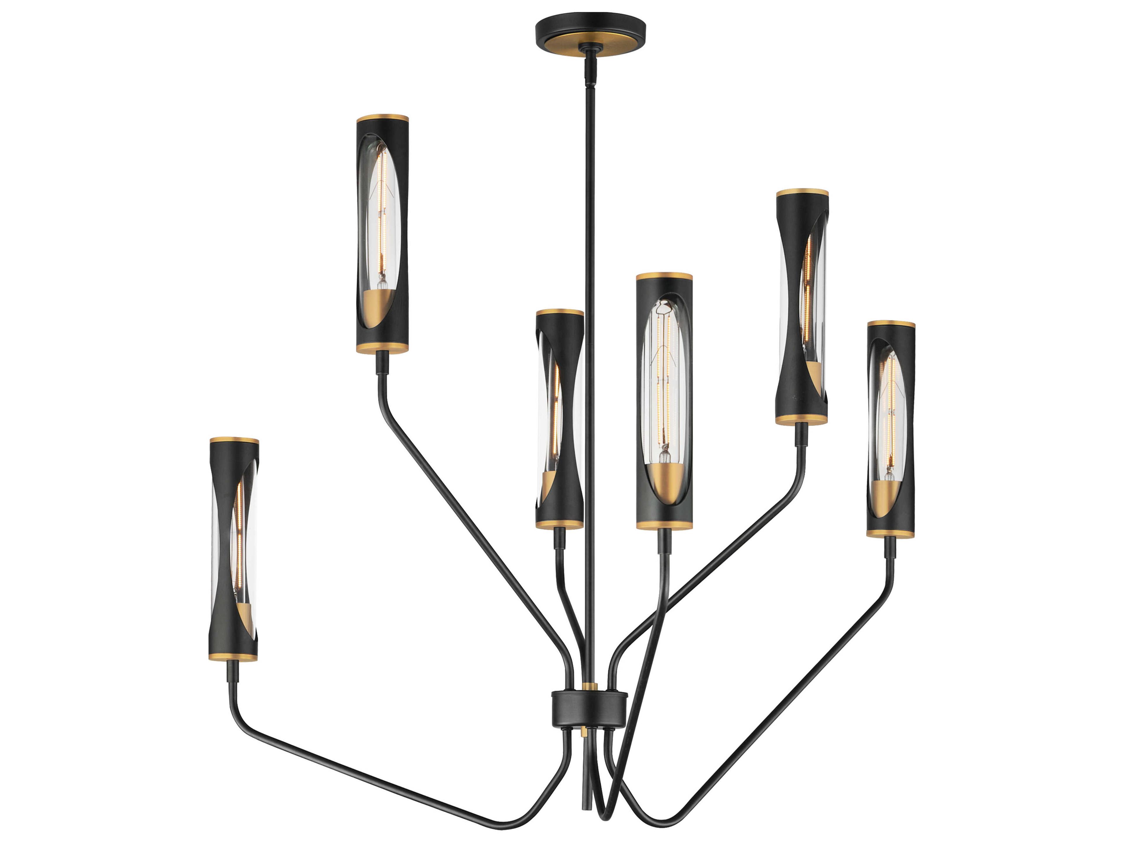 Regent 6-Light Black Antique Brass Cylinder Chandelier