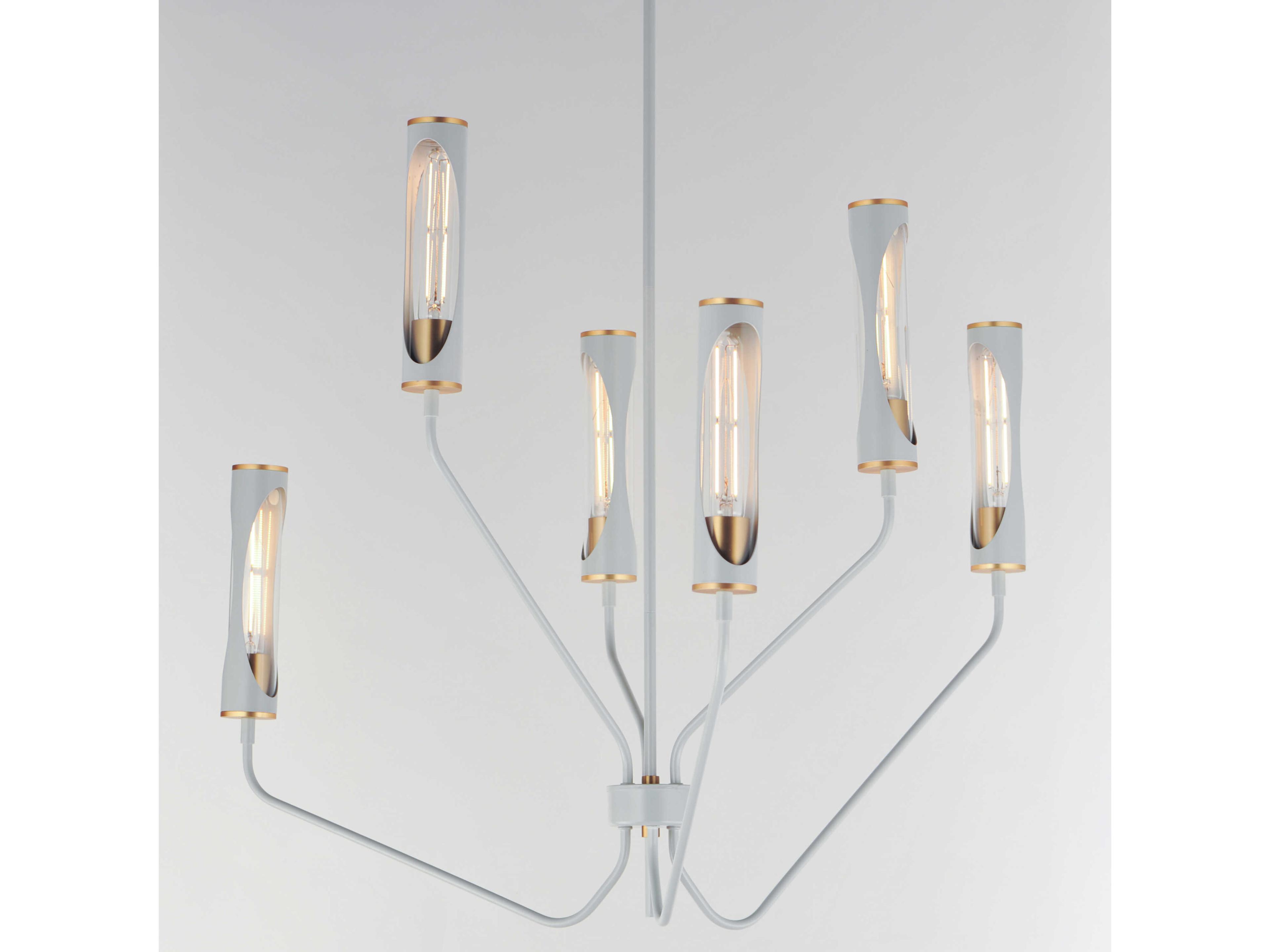 Maxim Lighting Regent 6-Light Light French Gray Natural Aged Brass Cylinder Chandelier