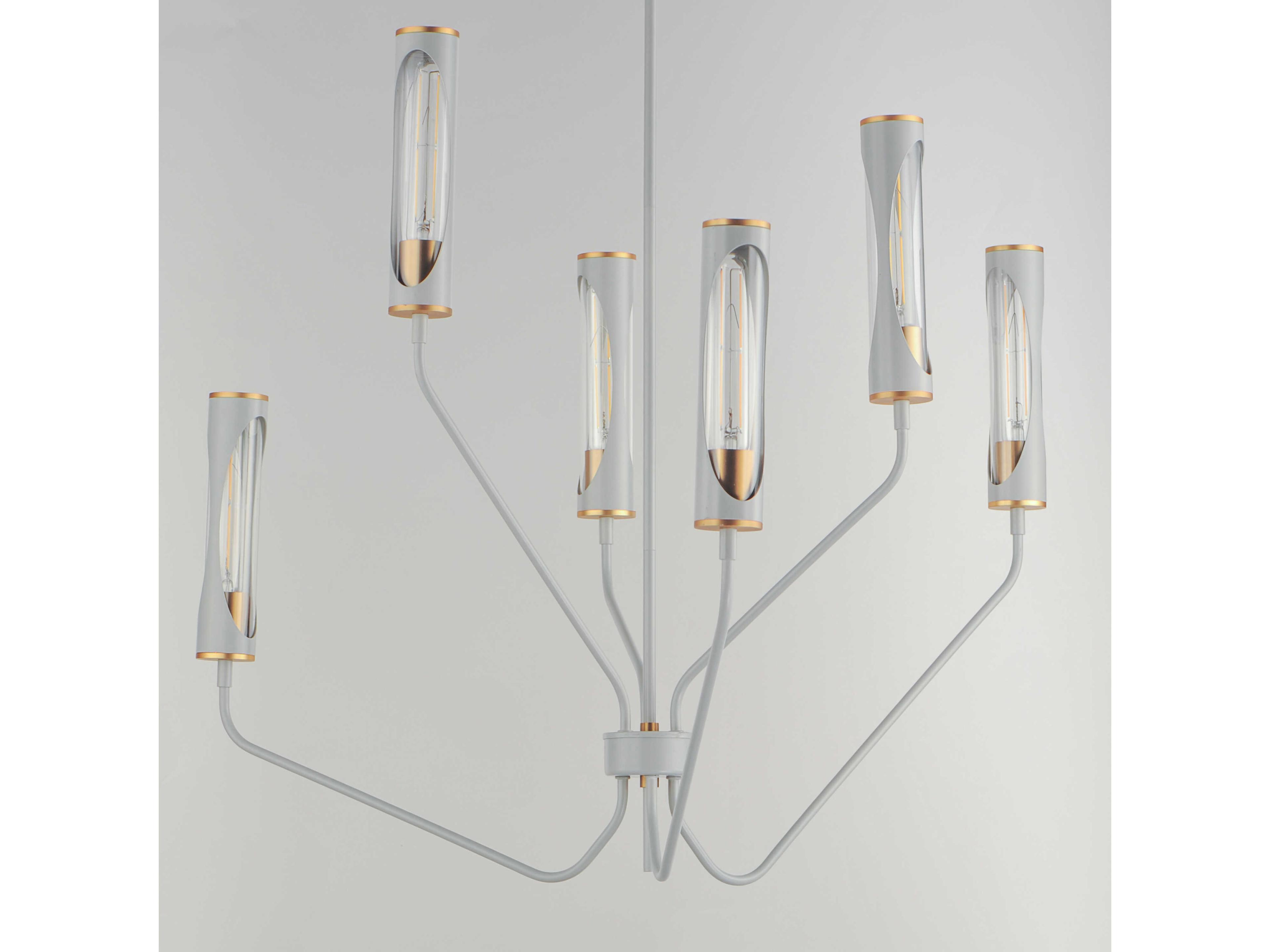 Maxim Lighting Regent 6-Light Light French Gray Natural Aged Brass Cylinder Chandelier