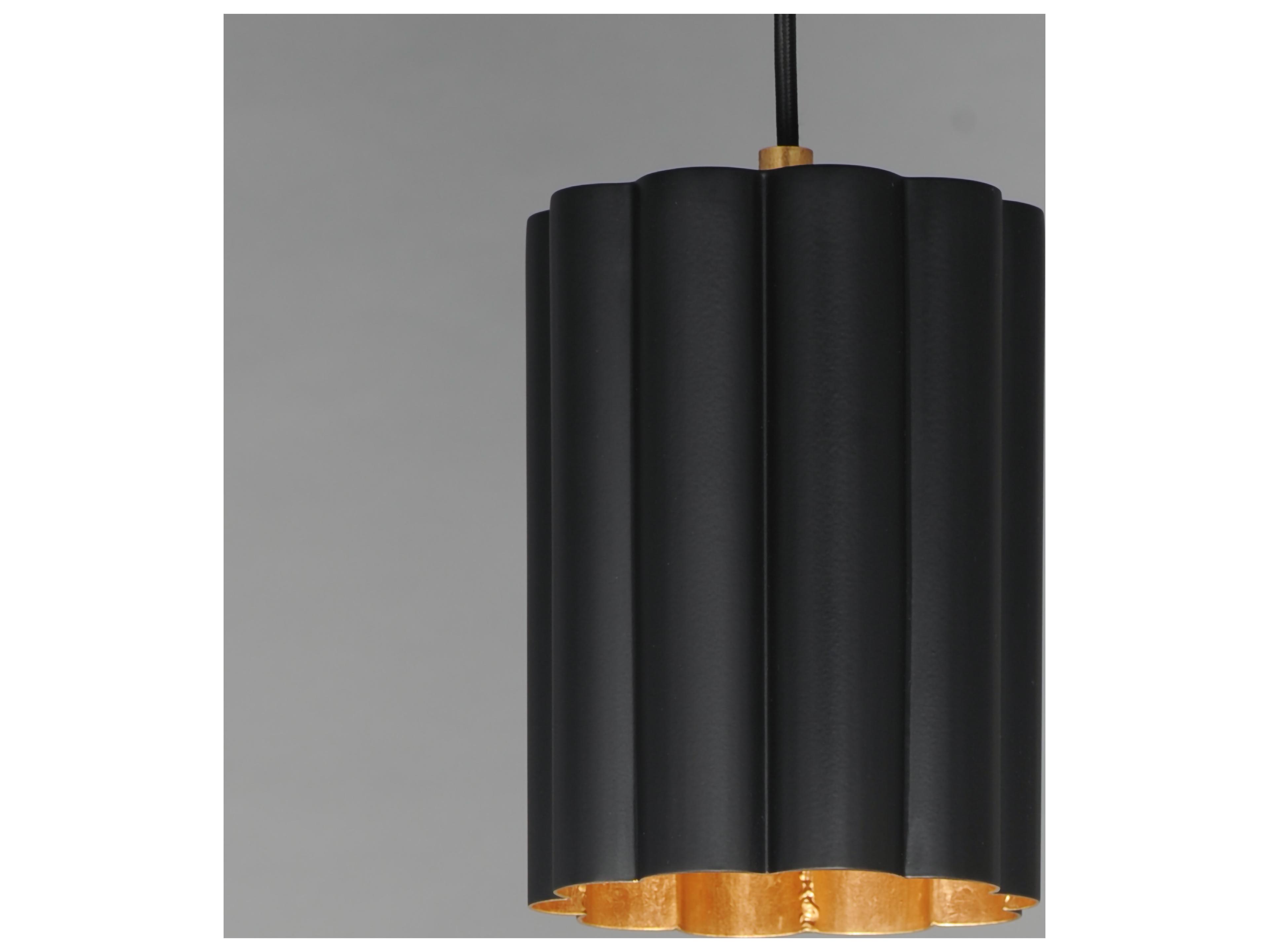 Maxim Lighting Primrose 1- Light Black Gold Leaf Cylinder Mini Pendant