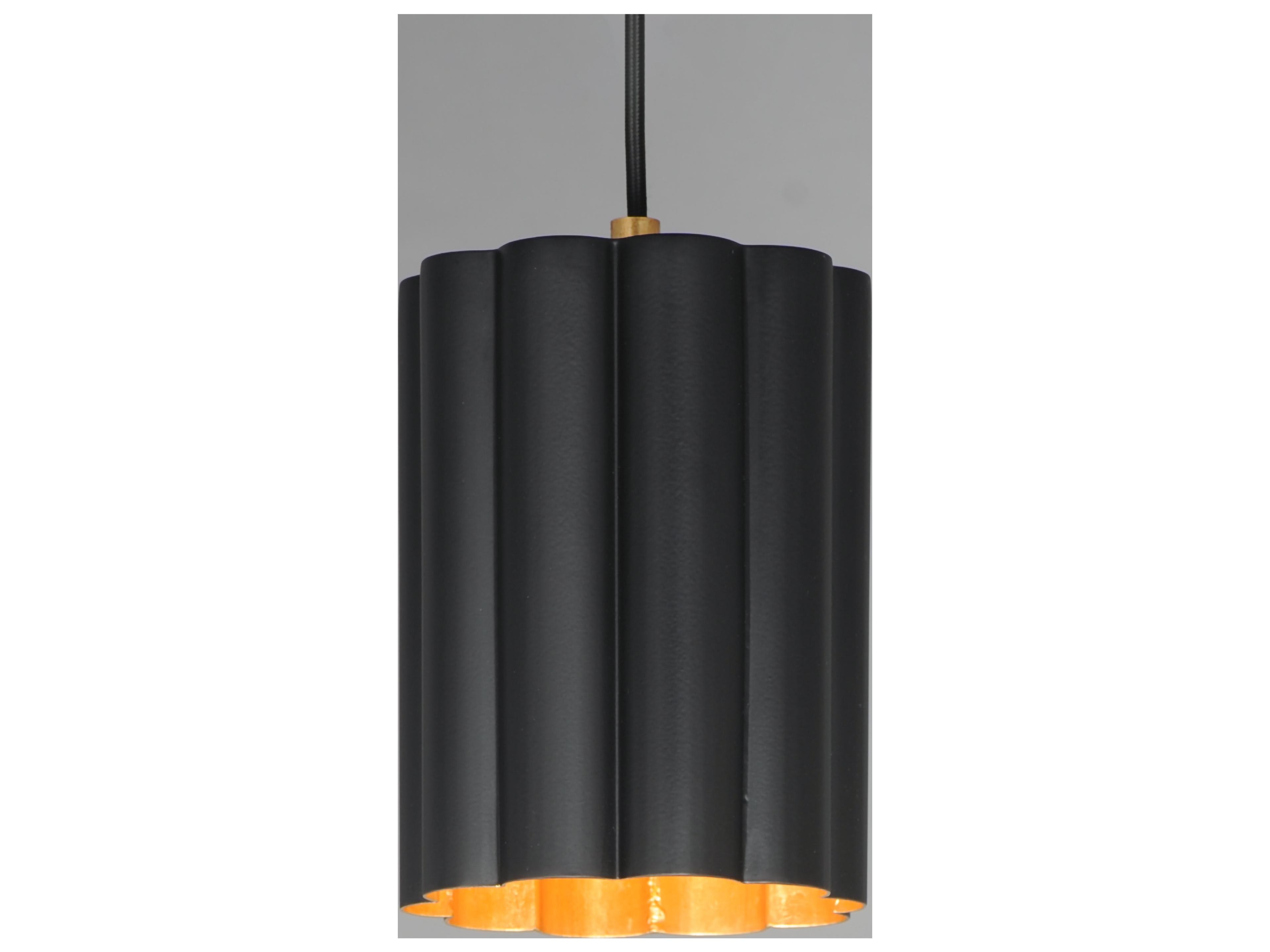 Maxim Lighting Primrose 1- Light Black Gold Leaf Cylinder Mini Pendant