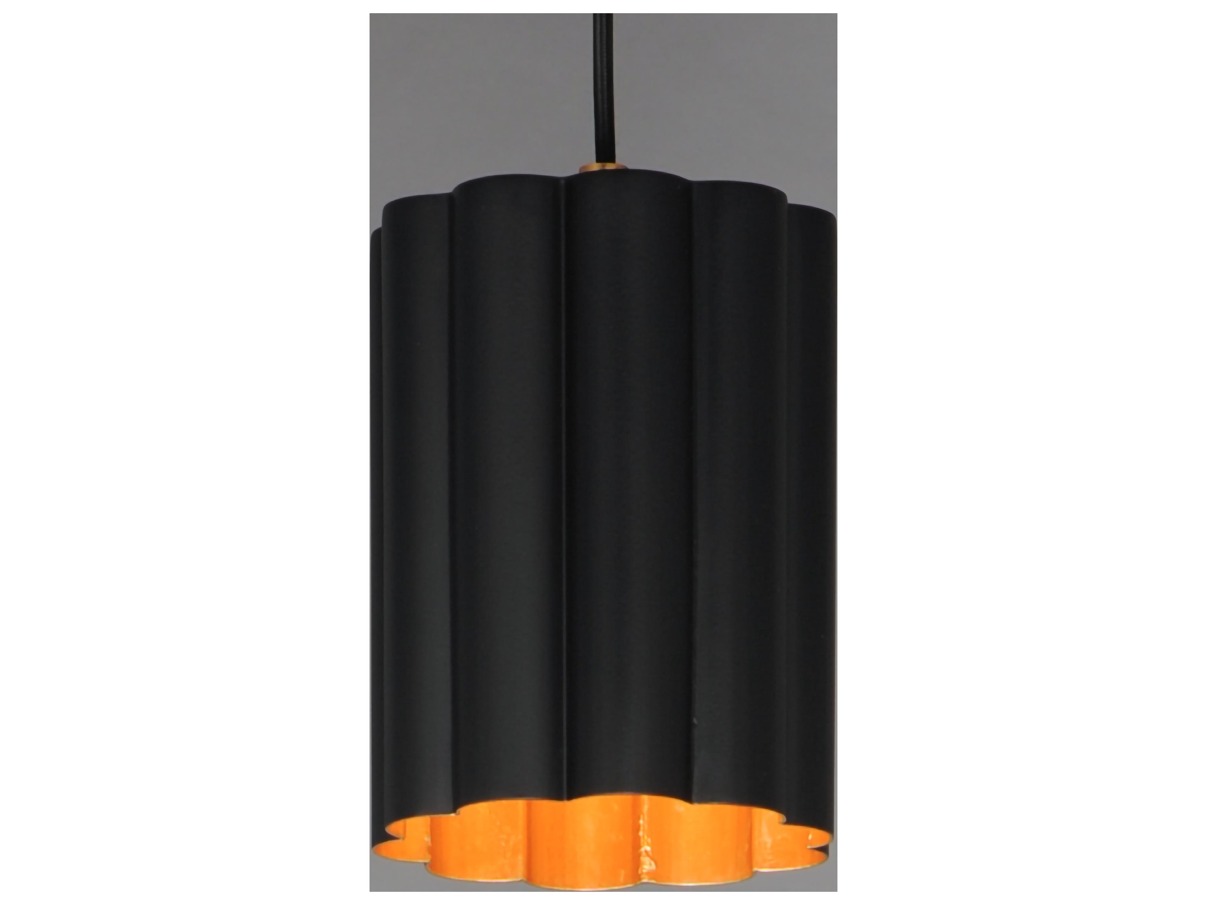 Maxim Lighting Primrose 1- Light Black Gold Leaf Cylinder Mini Pendant