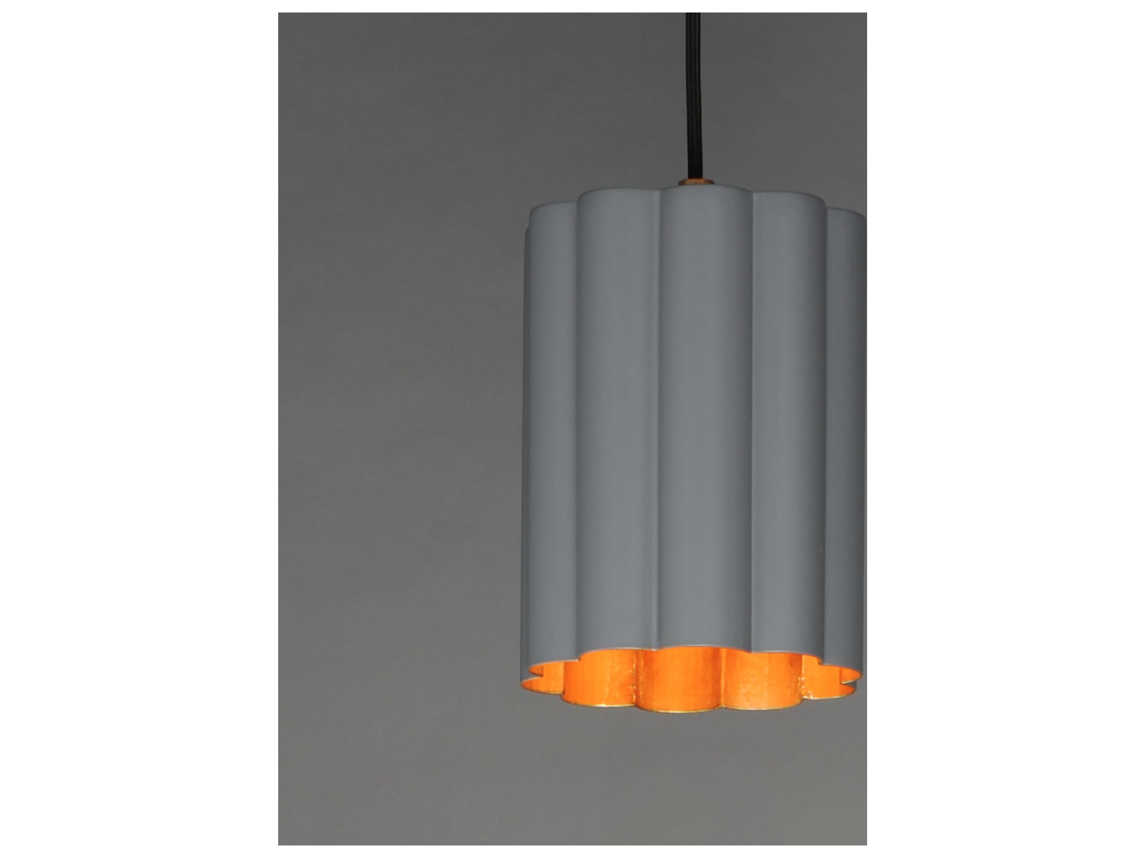 Maxim Lighting Primrose 1- Light Dark Gray Gold Leaf Green Cylinder Mini Pendant