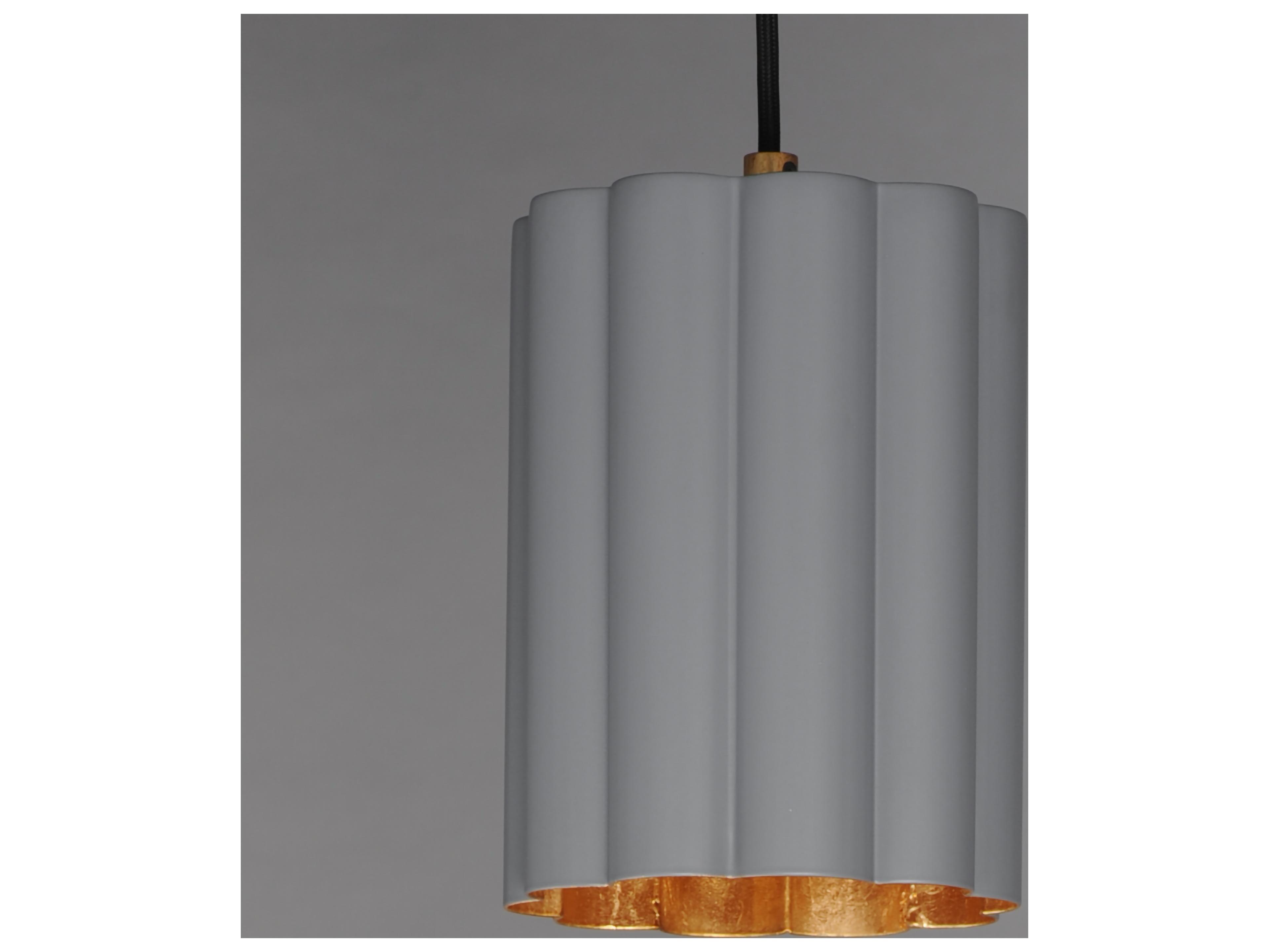 Maxim Lighting Primrose 1- Light Dark Gray Gold Leaf Green Cylinder Mini Pendant