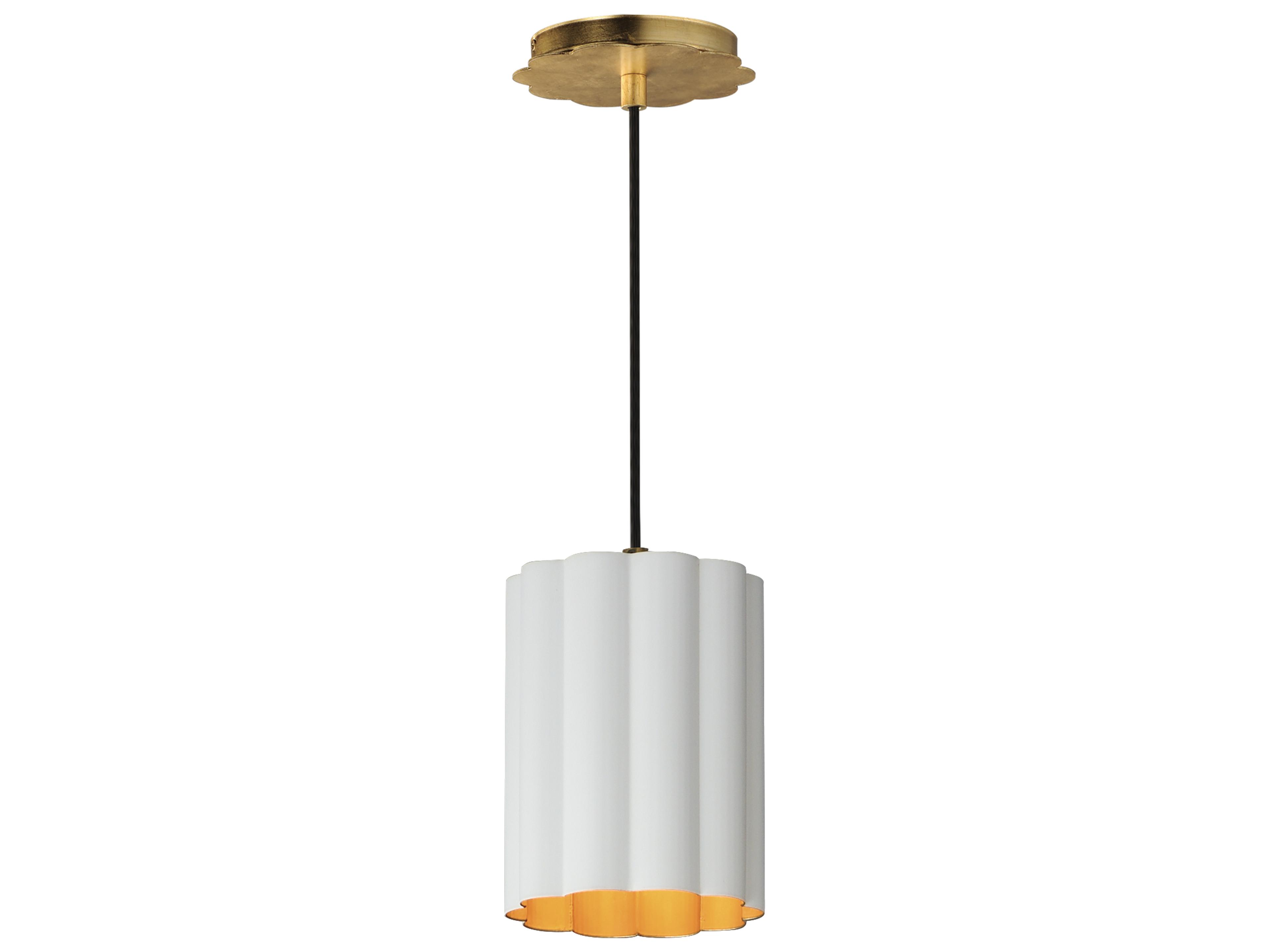 Primrose 1- Light Matte White Gold Leaf Cylinder Mini Pendant