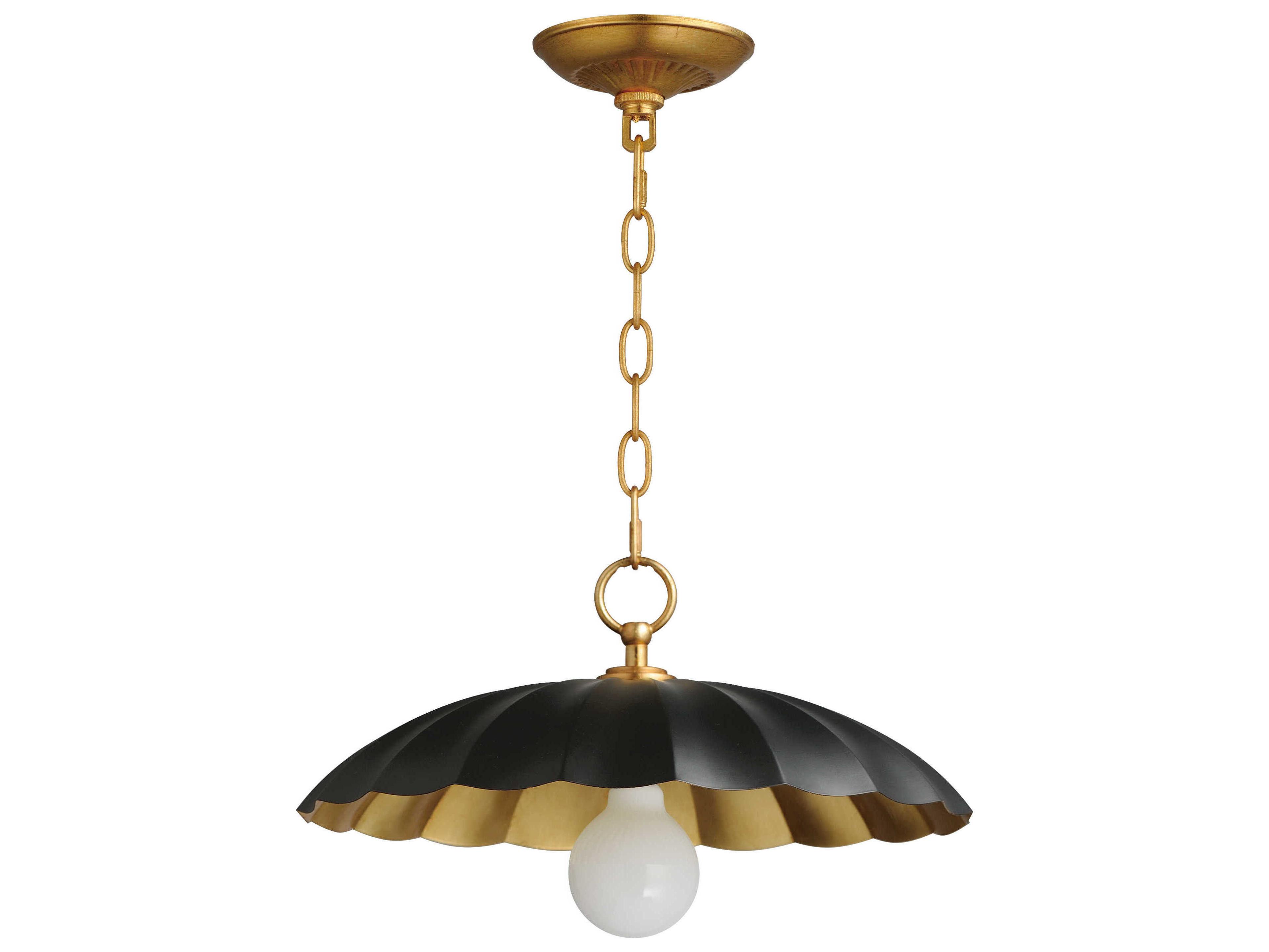 Primrose 1-Light Black Gold Leaf Dome Pendant