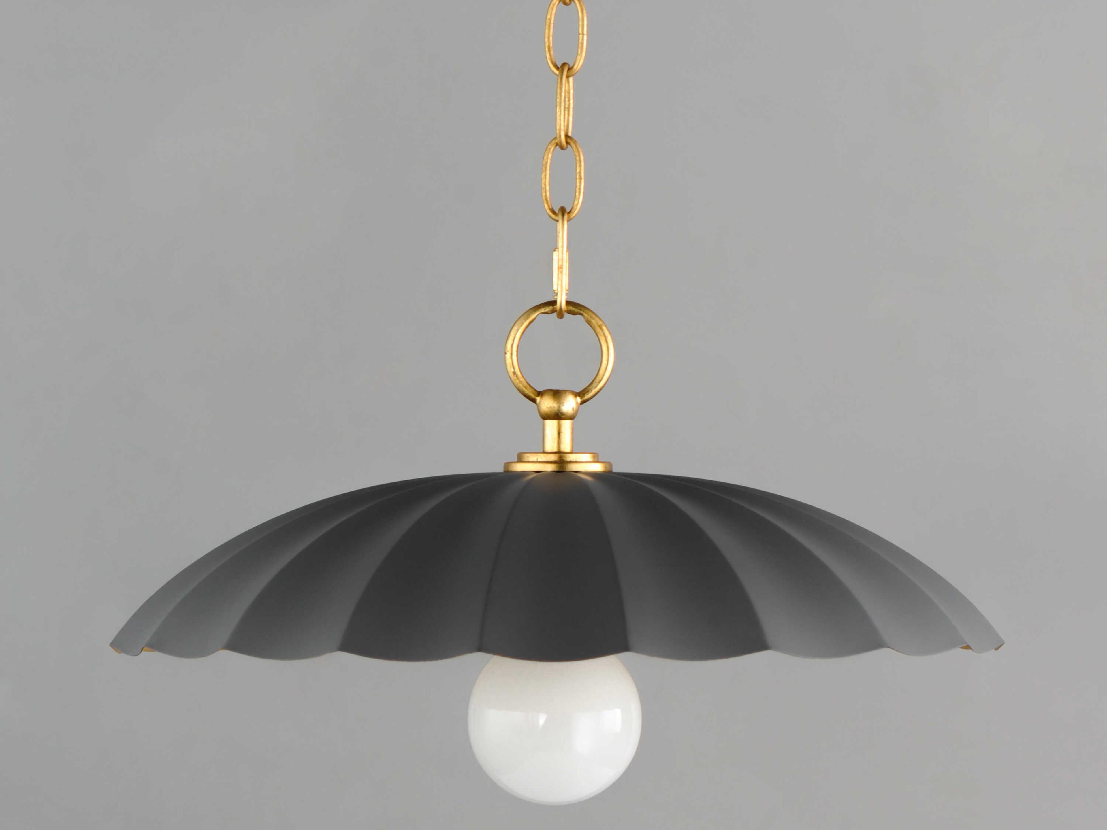 Maxim Lighting Primrose 1-Light Dark Grey Gold Leaf Dome Pendant