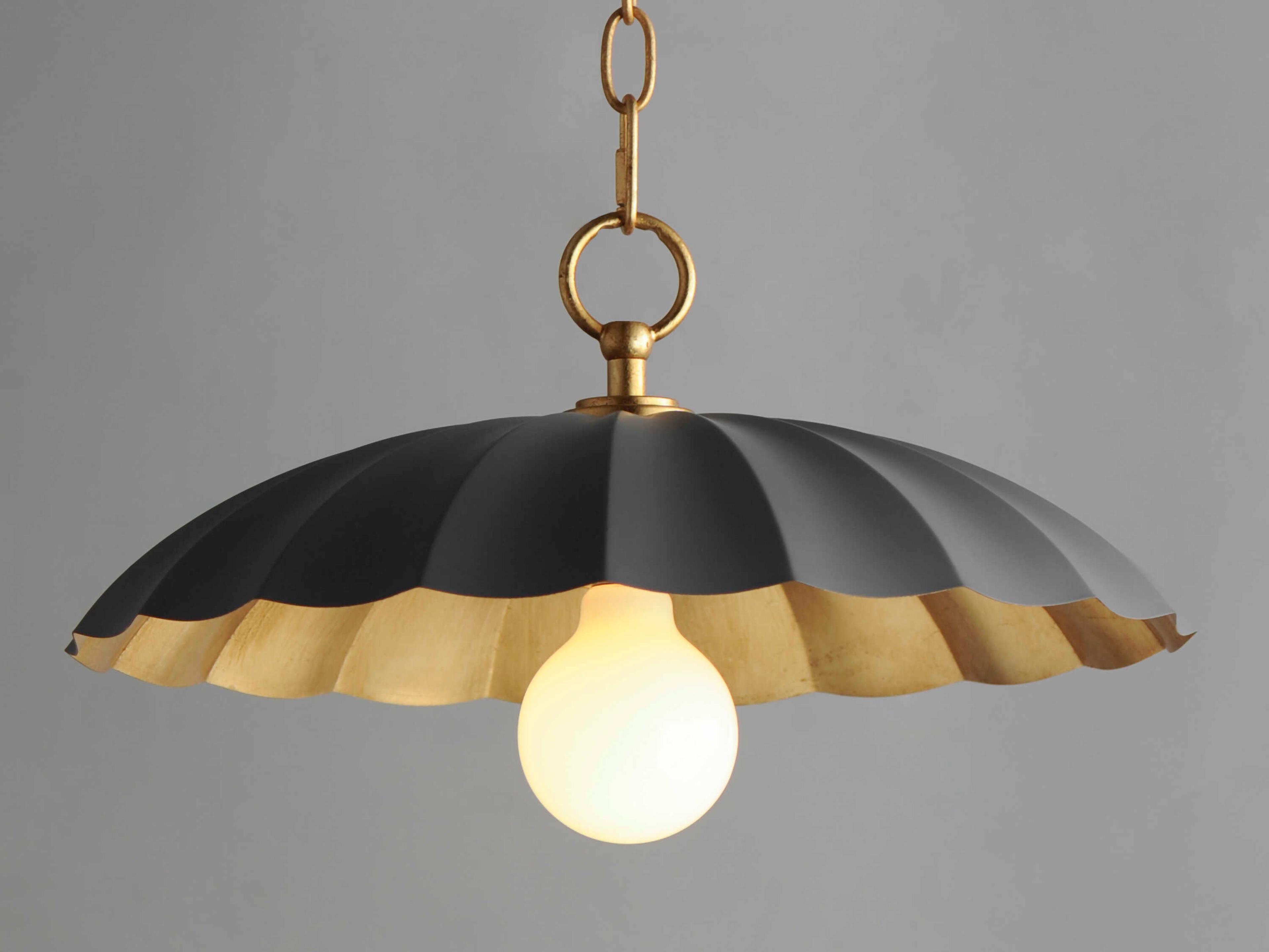 Maxim Lighting Primrose 1-Light Dark Grey Gold Leaf Dome Pendant