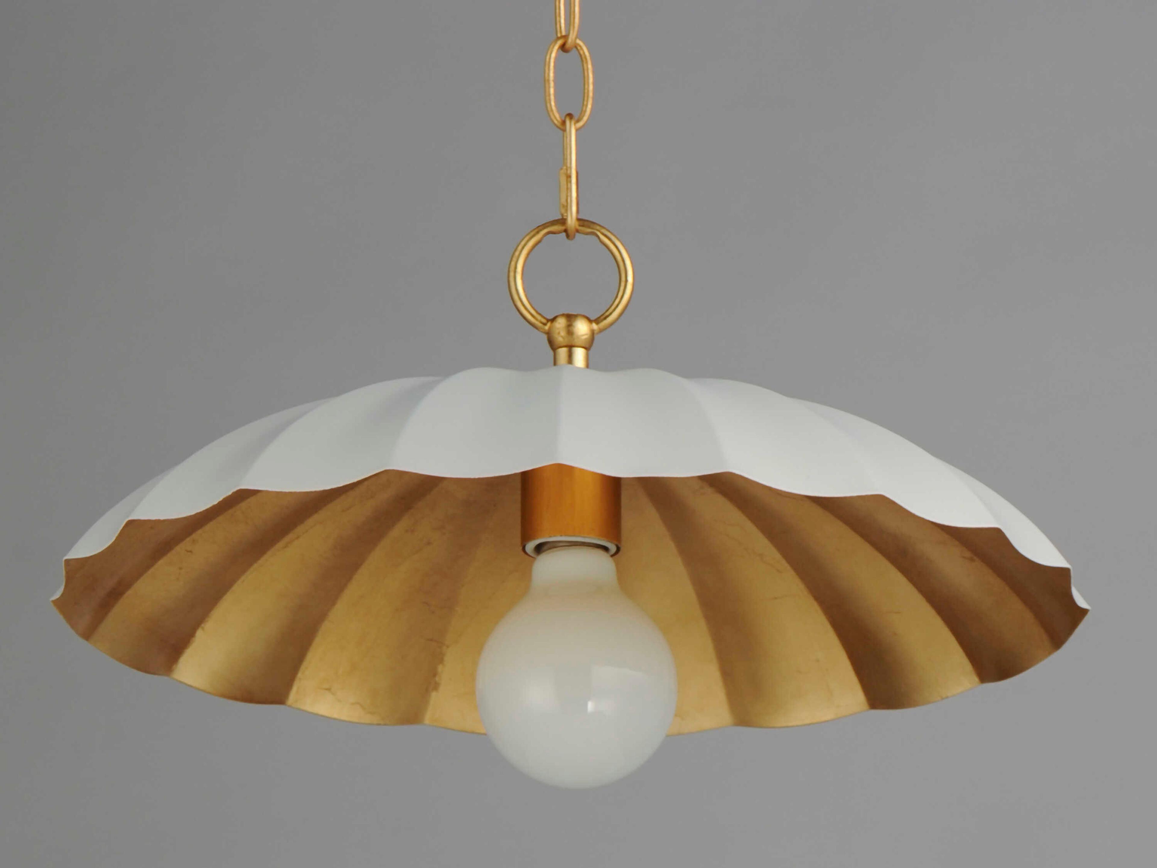 Maxim Lighting Primrose 1-Light Matte White Gold Leaf Dome Pendant