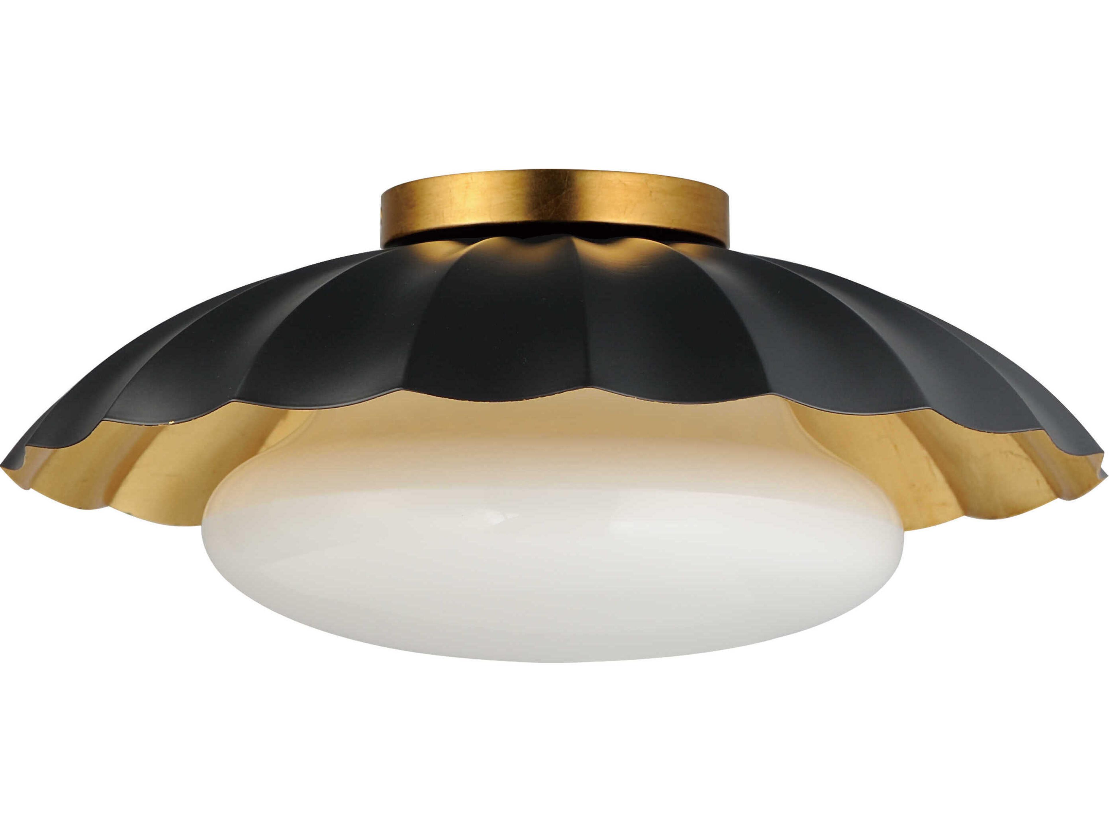 Primrose 1-Light Black Gold Leaf Dome Flush Mount
