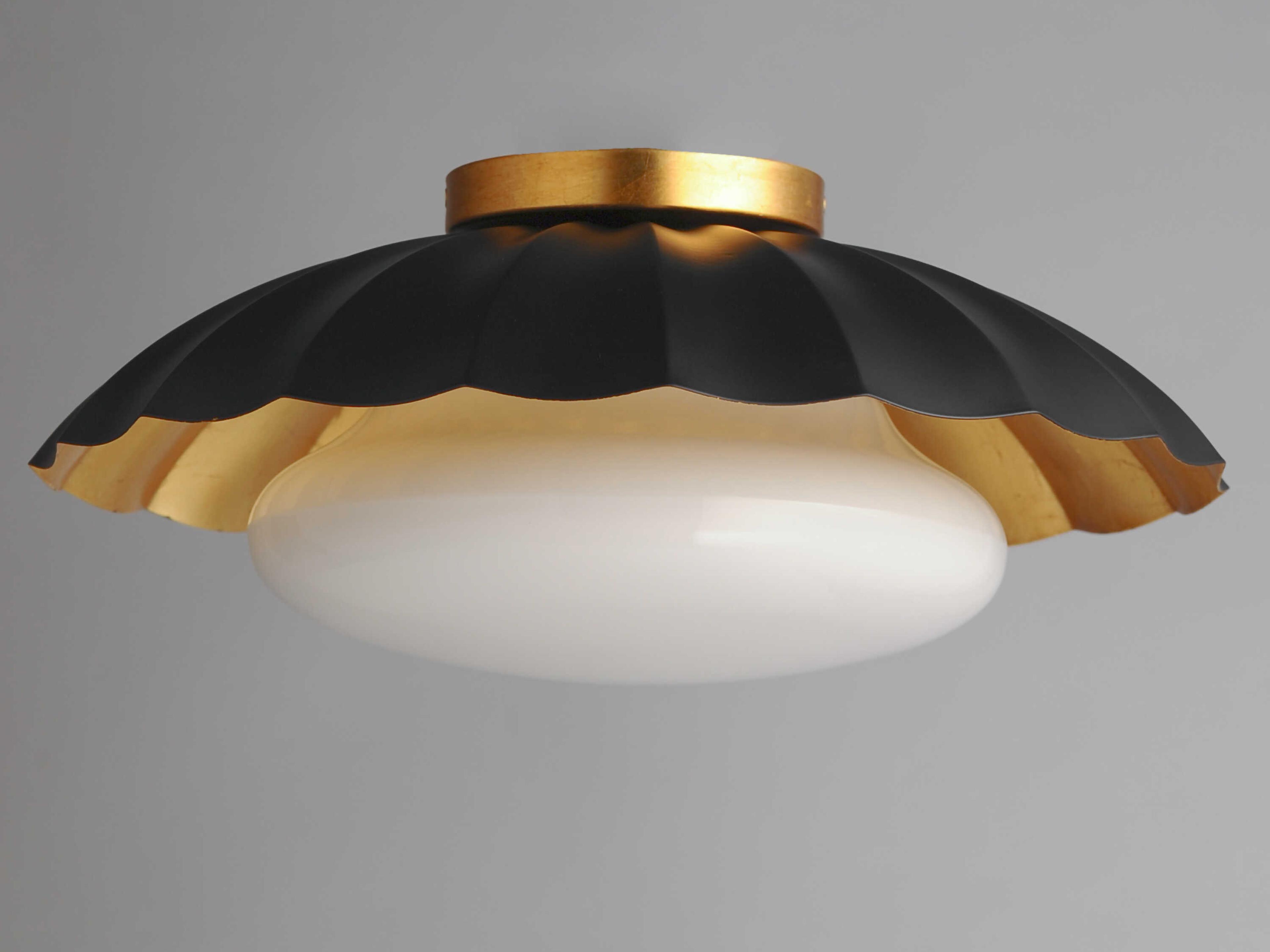 Maxim Lighting Primrose 1-Light Black Gold Leaf Dome Flush Mount