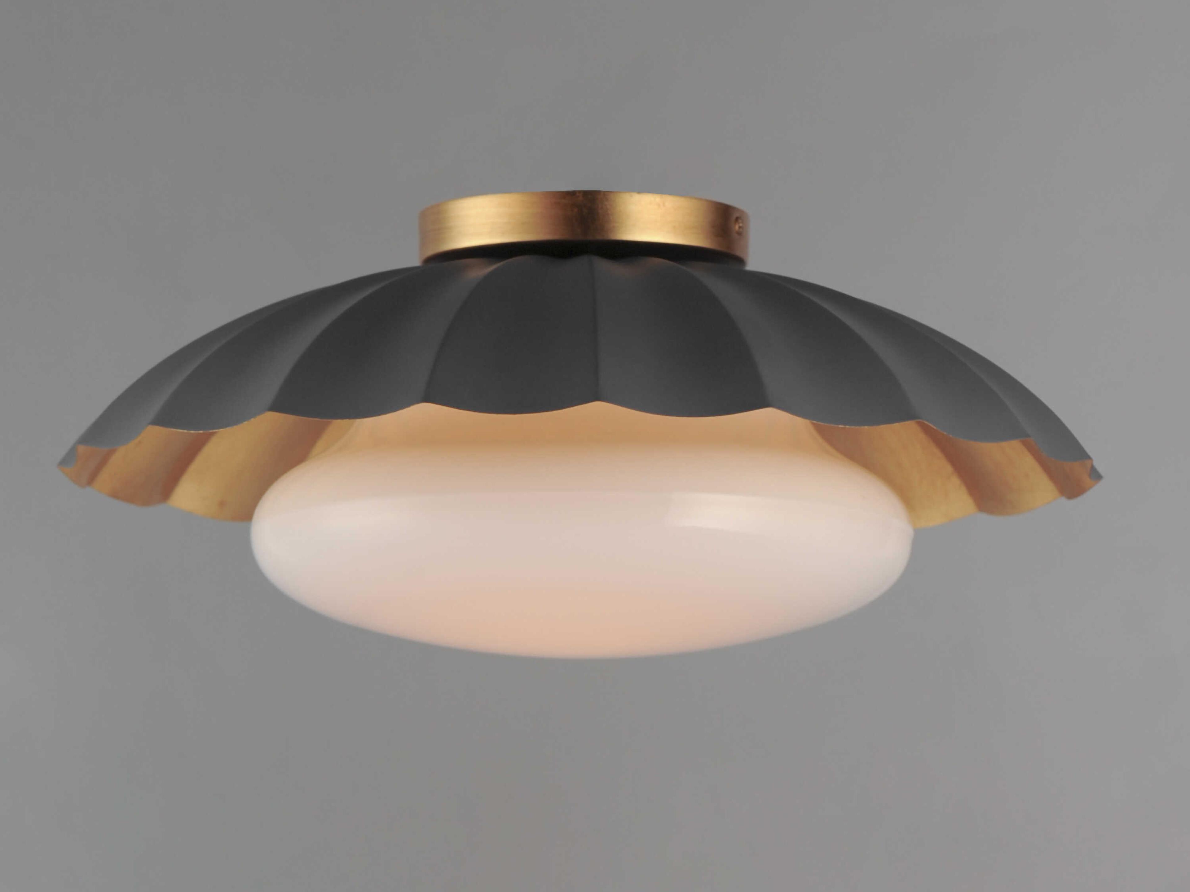Maxim Lighting Primrose 1-Light Dark Grey Gold Leaf Dome Flush Mount