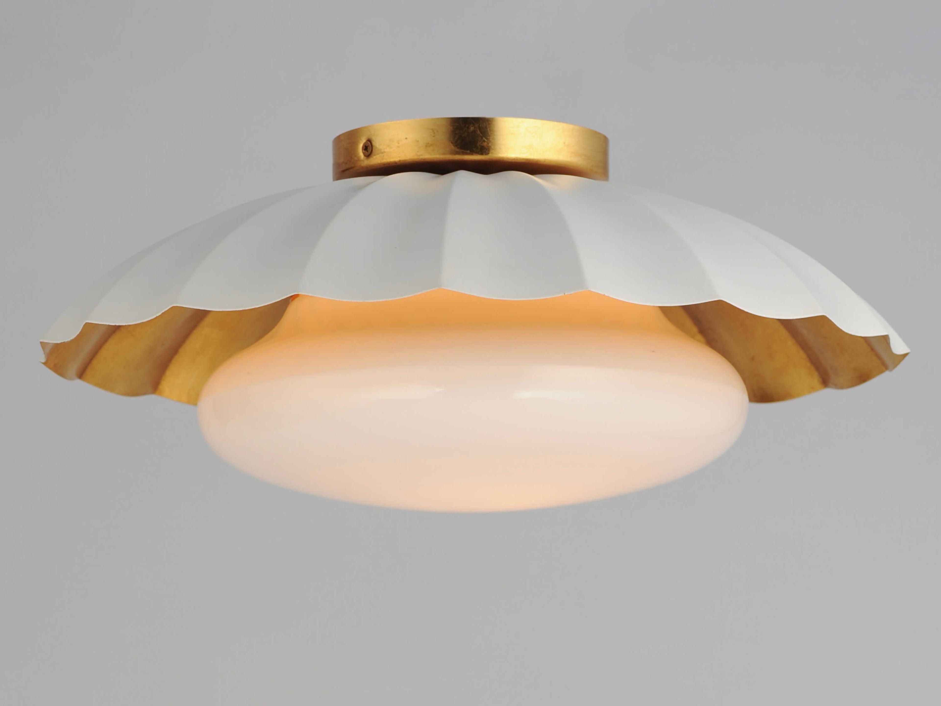 Maxim Lighting Primrose 1-Light Matte White Gold Leaf Dome Flush Mount