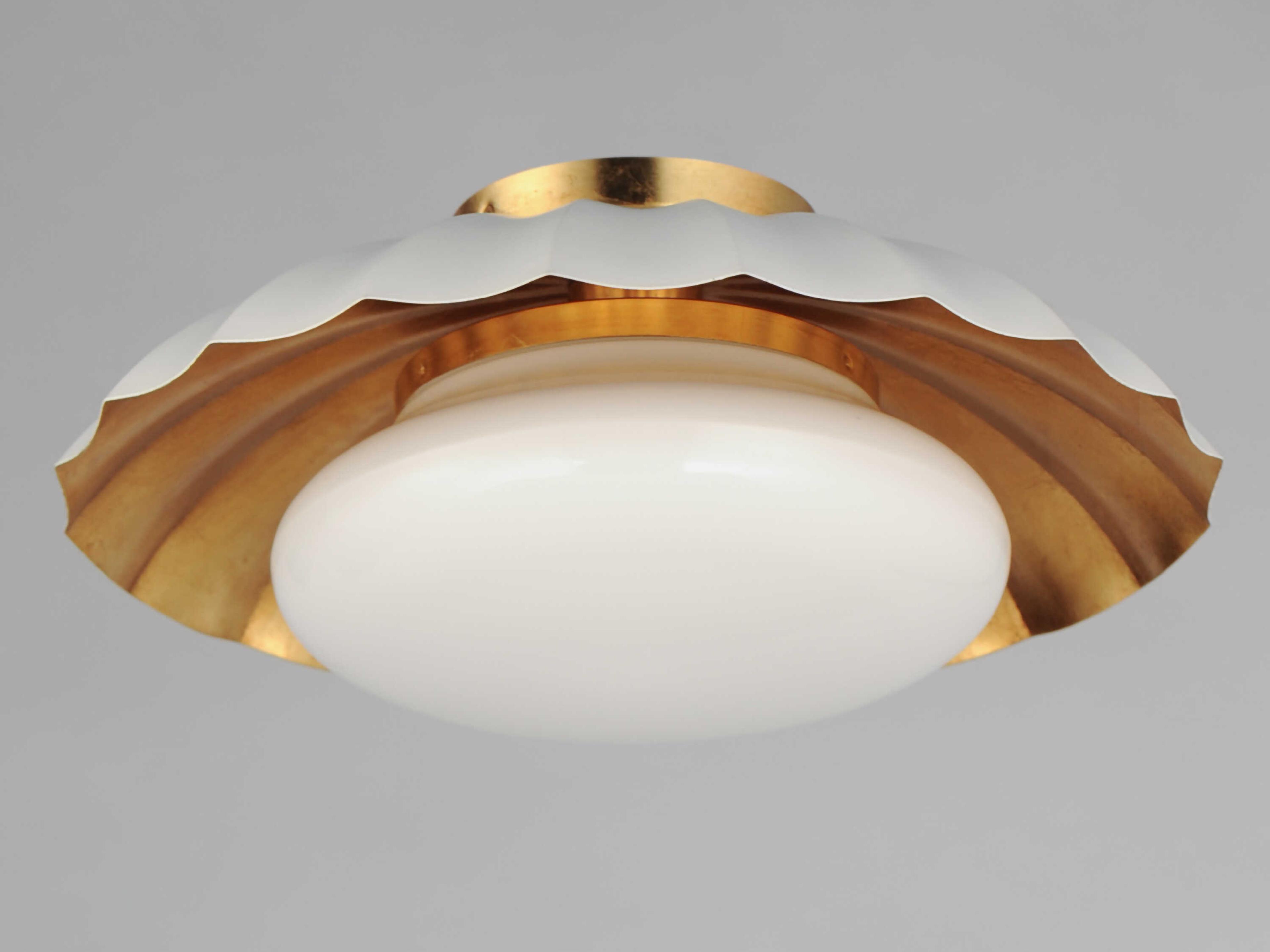 Maxim Lighting Primrose 1-Light Matte White Gold Leaf Dome Flush Mount