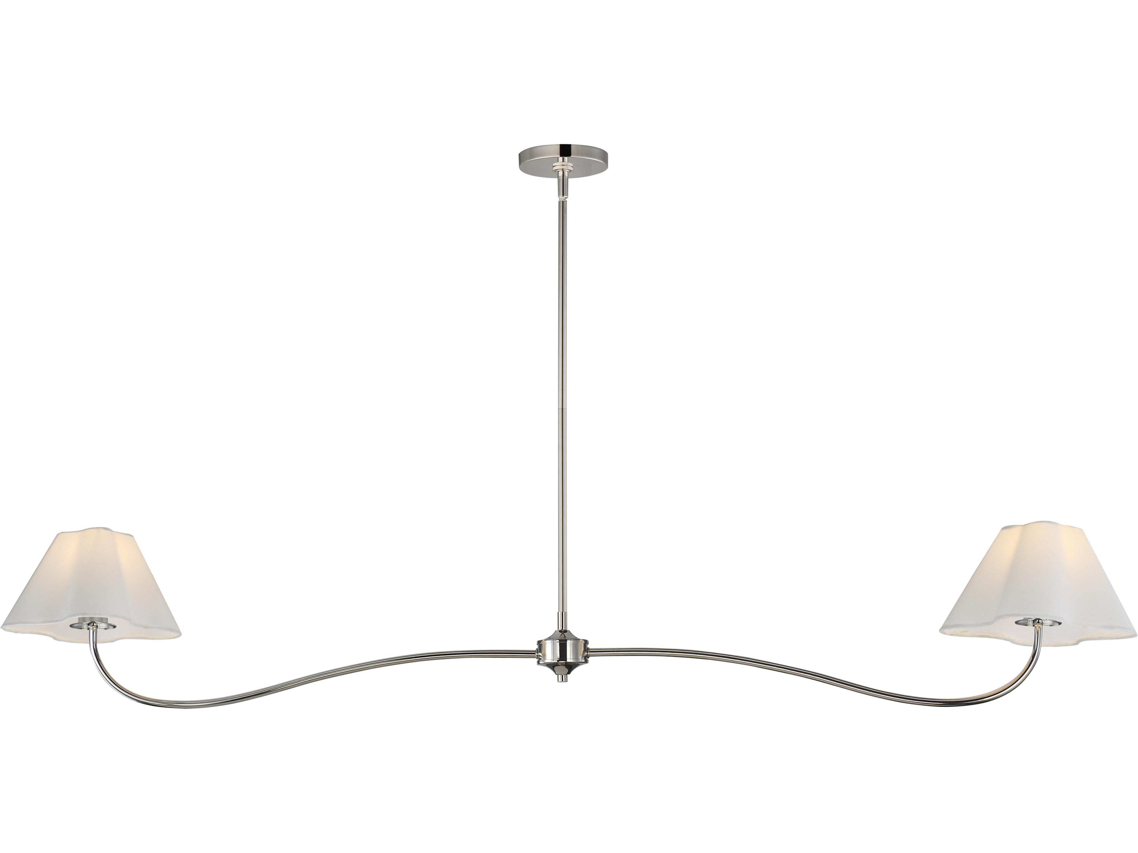 Saxon 2- Light Polished Nickel Bell Linear Island Pendant