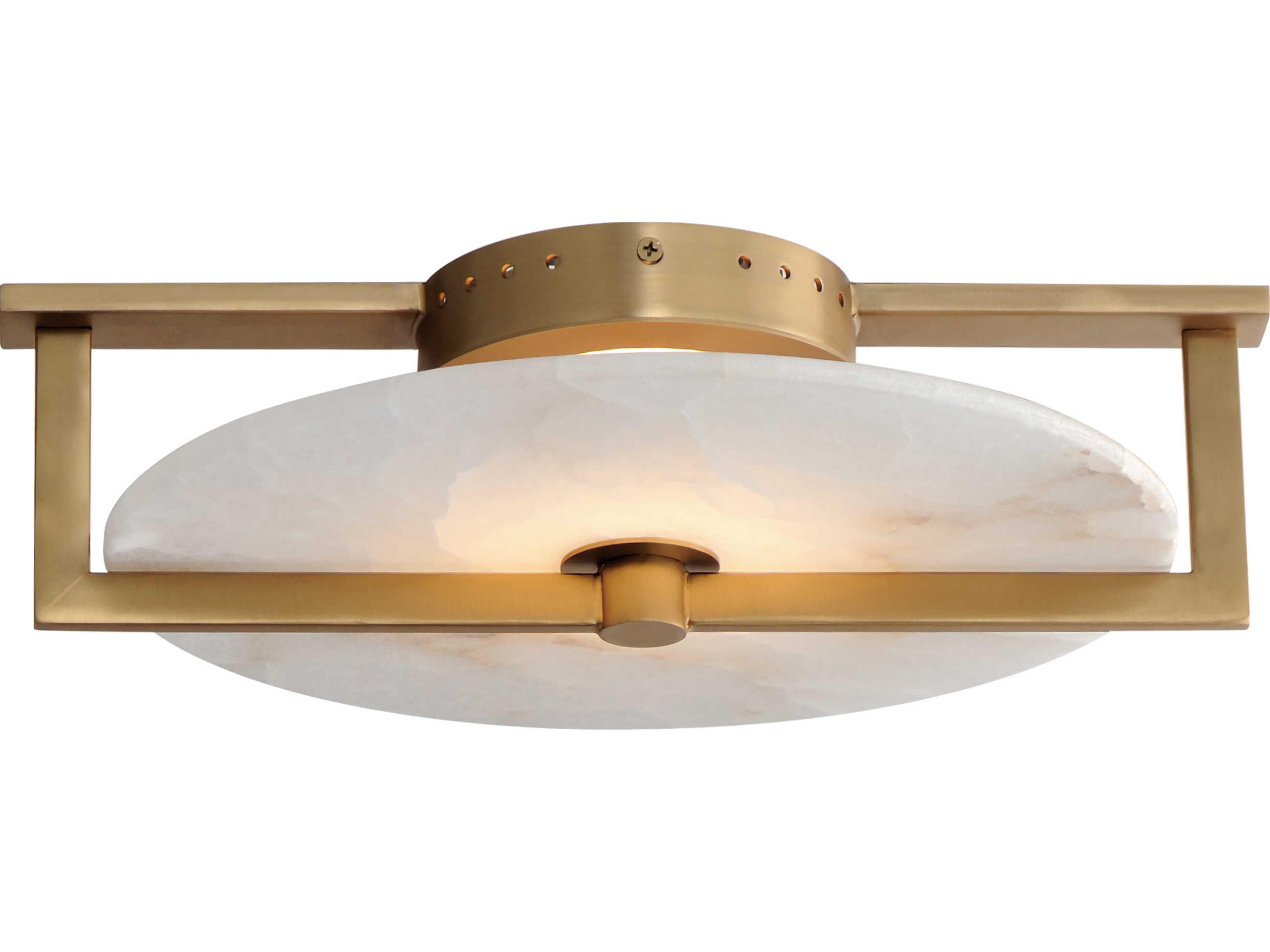 Quarry 1-Light Natural Aged Brass Round Flush Mount