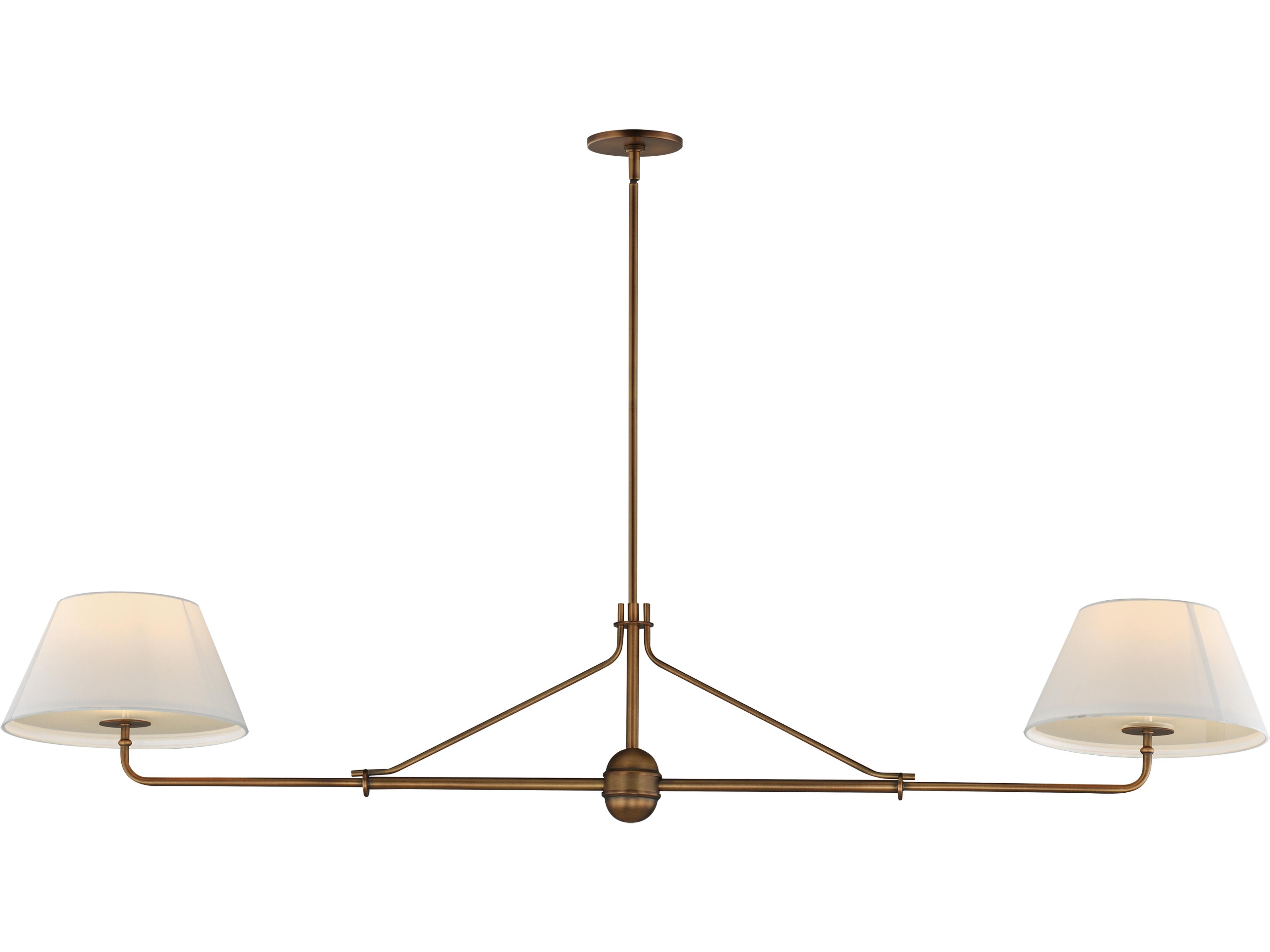 Dunbridge 2- Light Weathered Brass Linear Island Pendant
