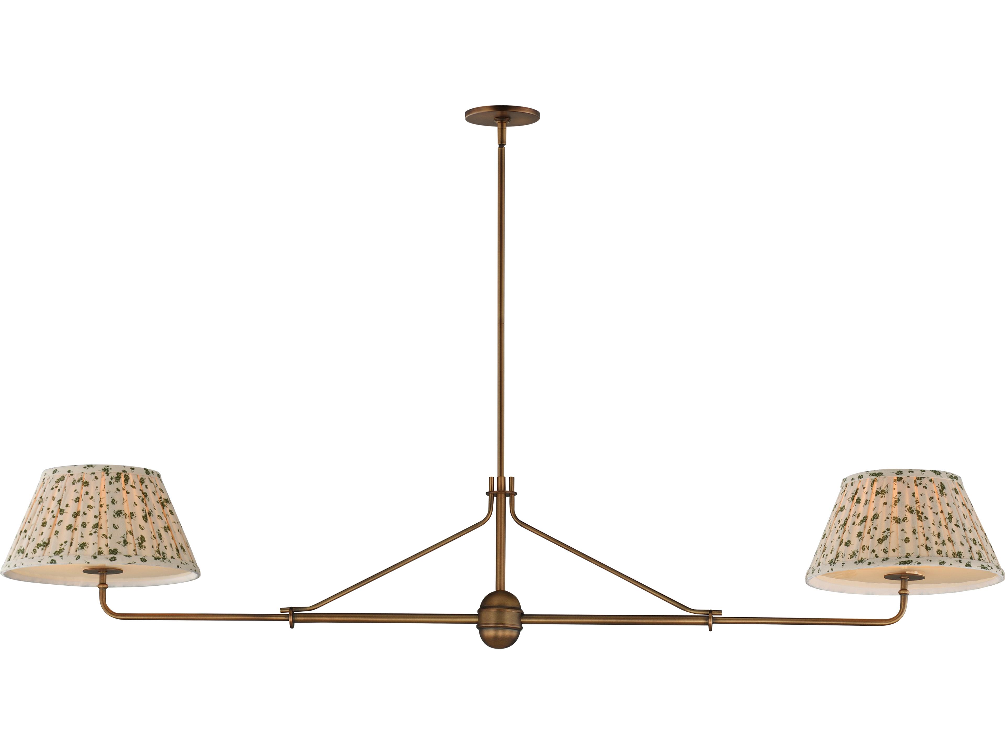 Dunbridge 2- Light Weathered Brass Linear Island Pendant