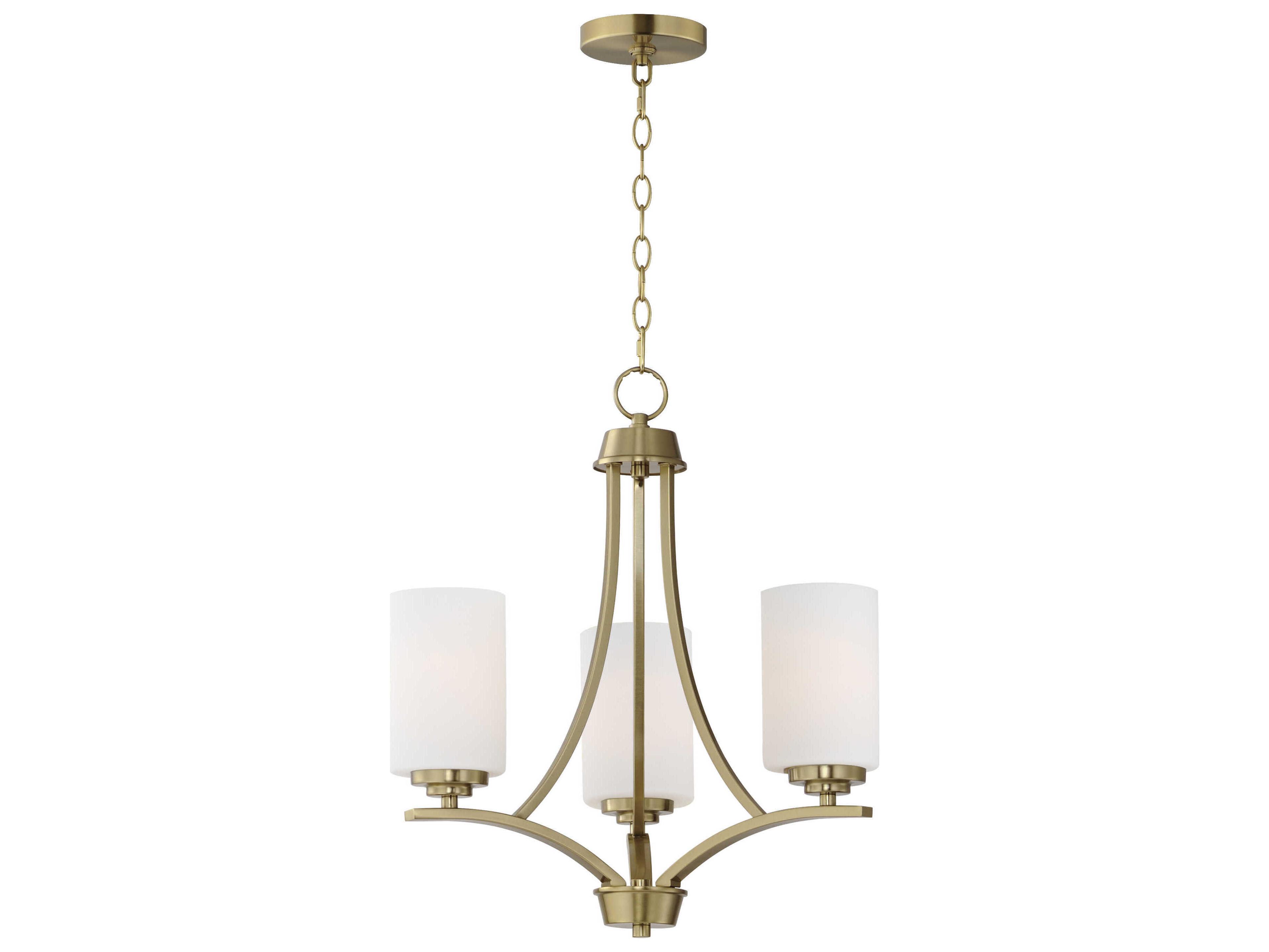 Deven 3-Light Satin Brass Glass Cylinder Chandelier