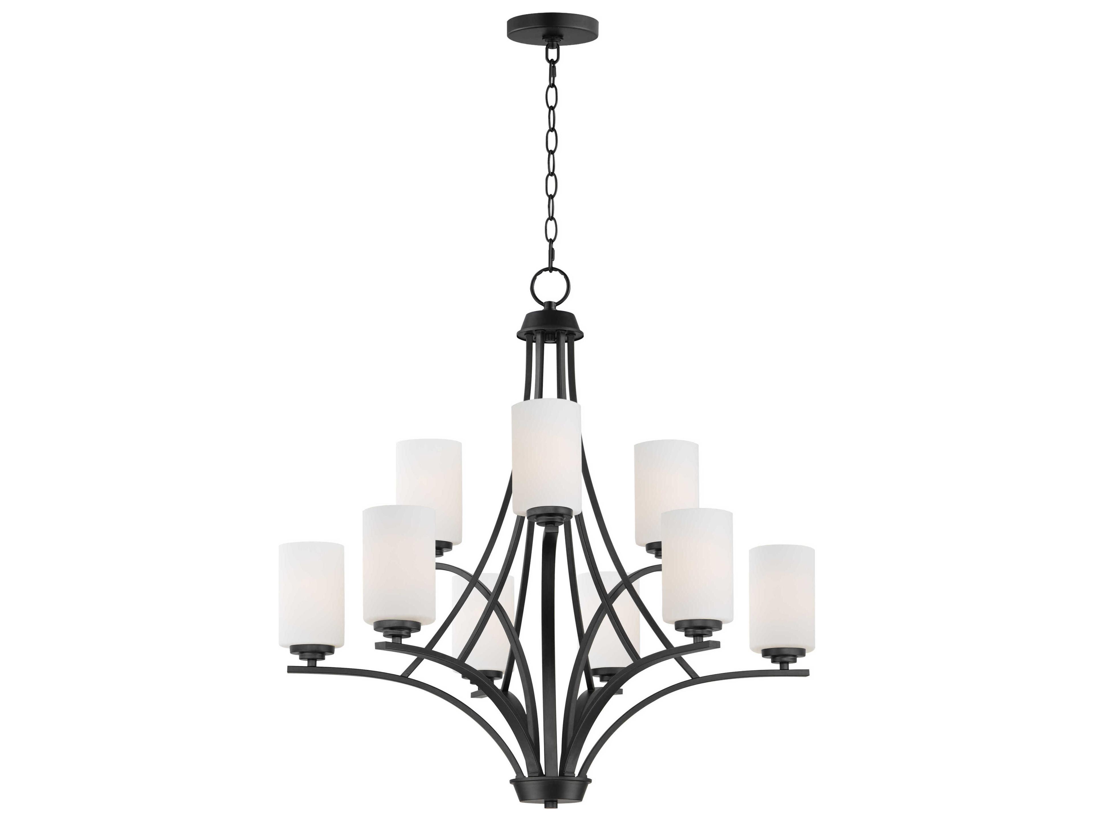 Deven 9-Light Black Glass Cylinder Chandelier