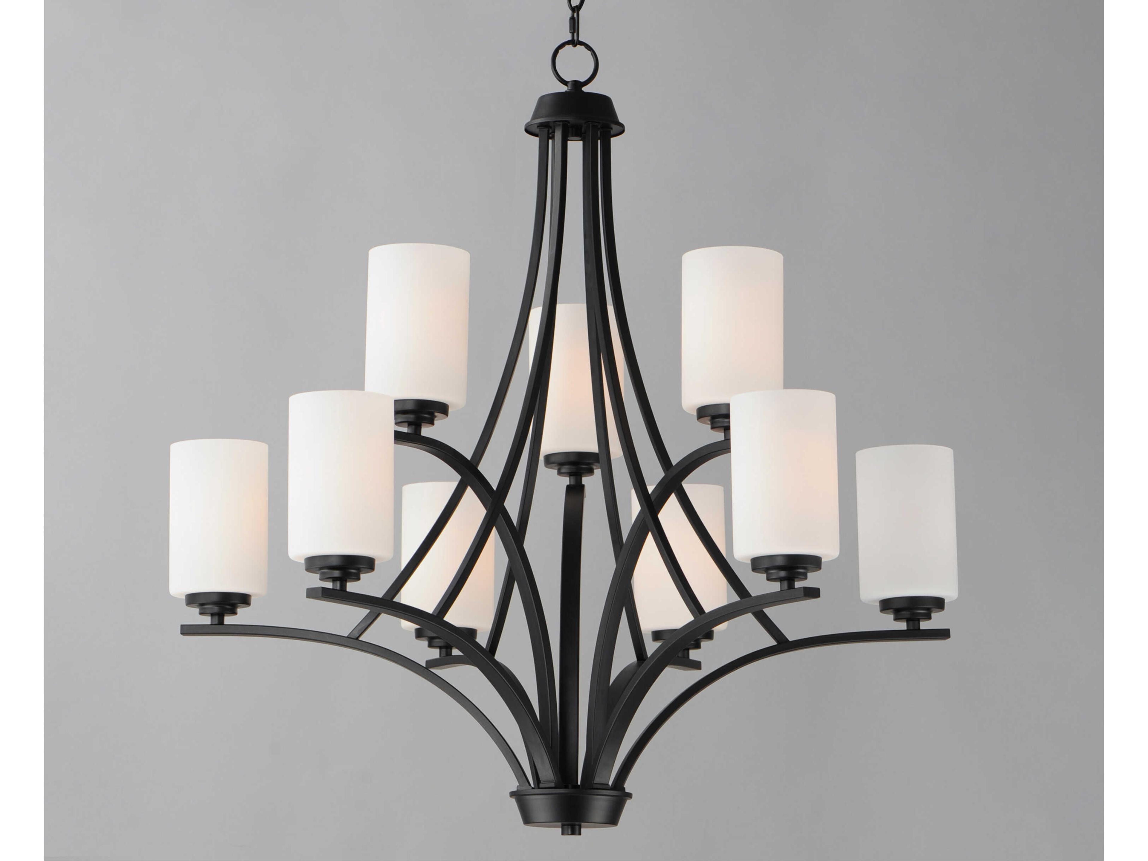 Maxim Lighting Deven 9-Light Black Glass Cylinder Chandelier
