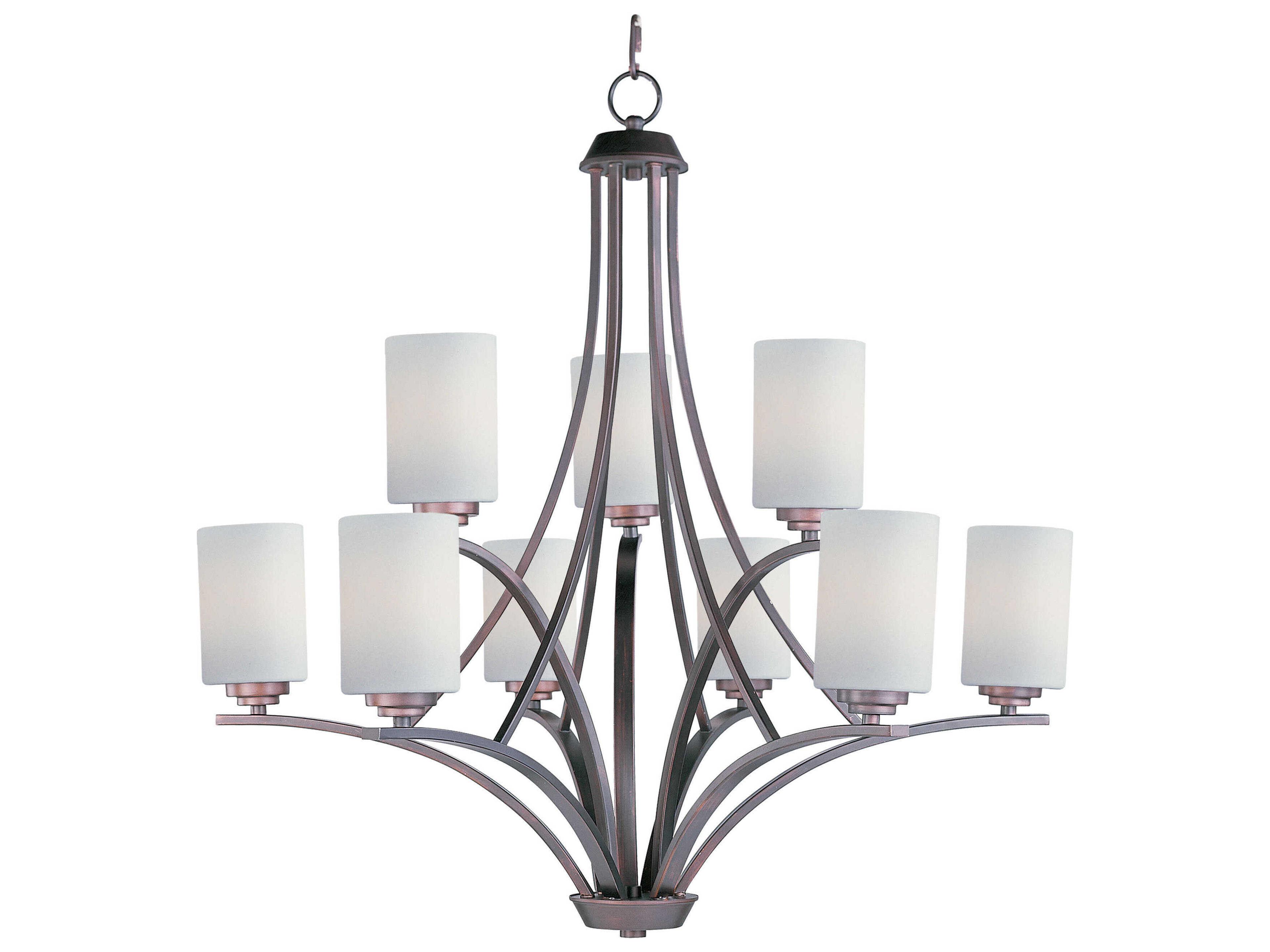Deven 9-Light Oil Rubbed Bronze Glass Cylinder Tiered Chandelier