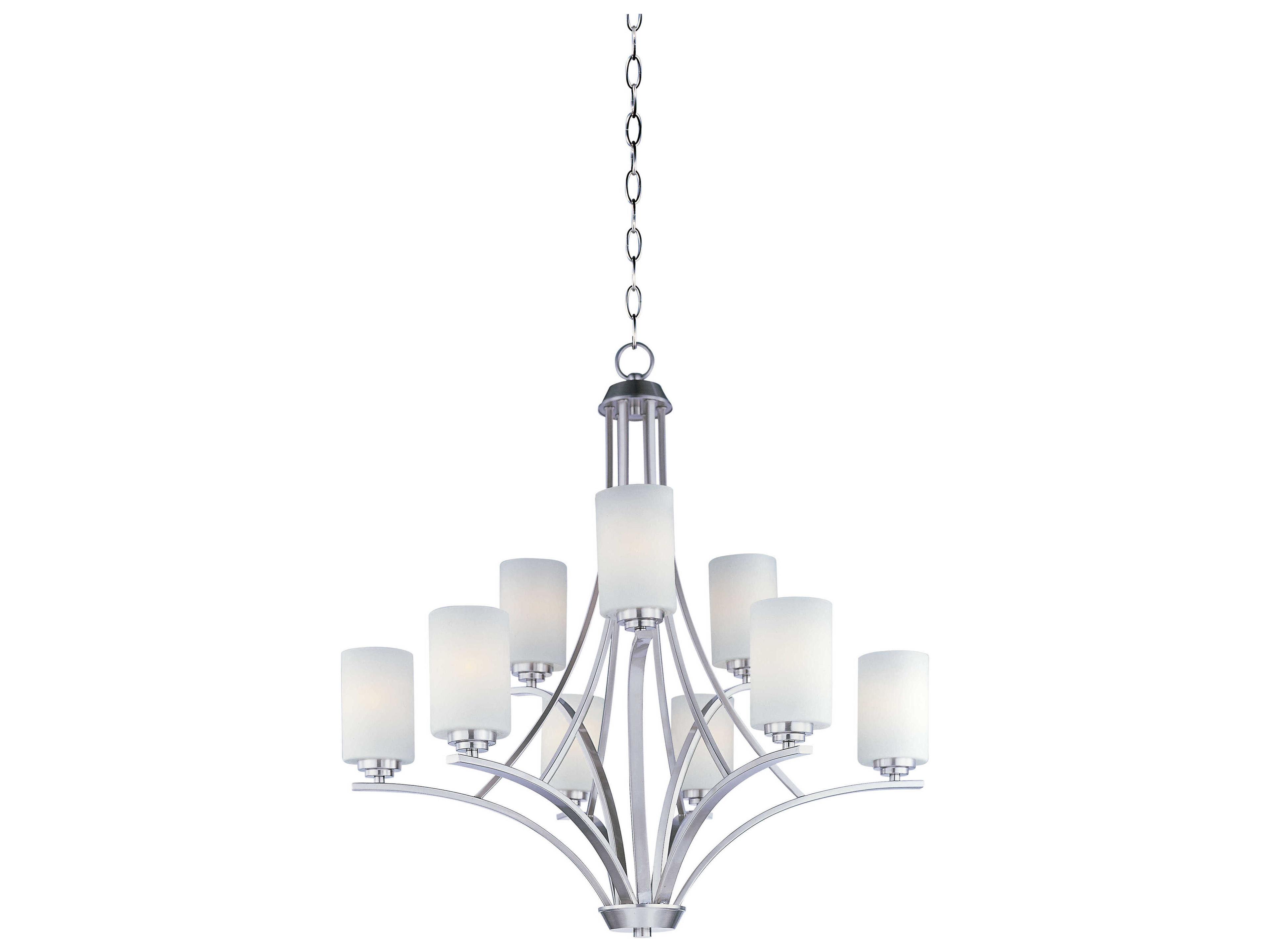 Deven 9-Light Satin Nickel Glass Cylinder Tiered Chandelier
